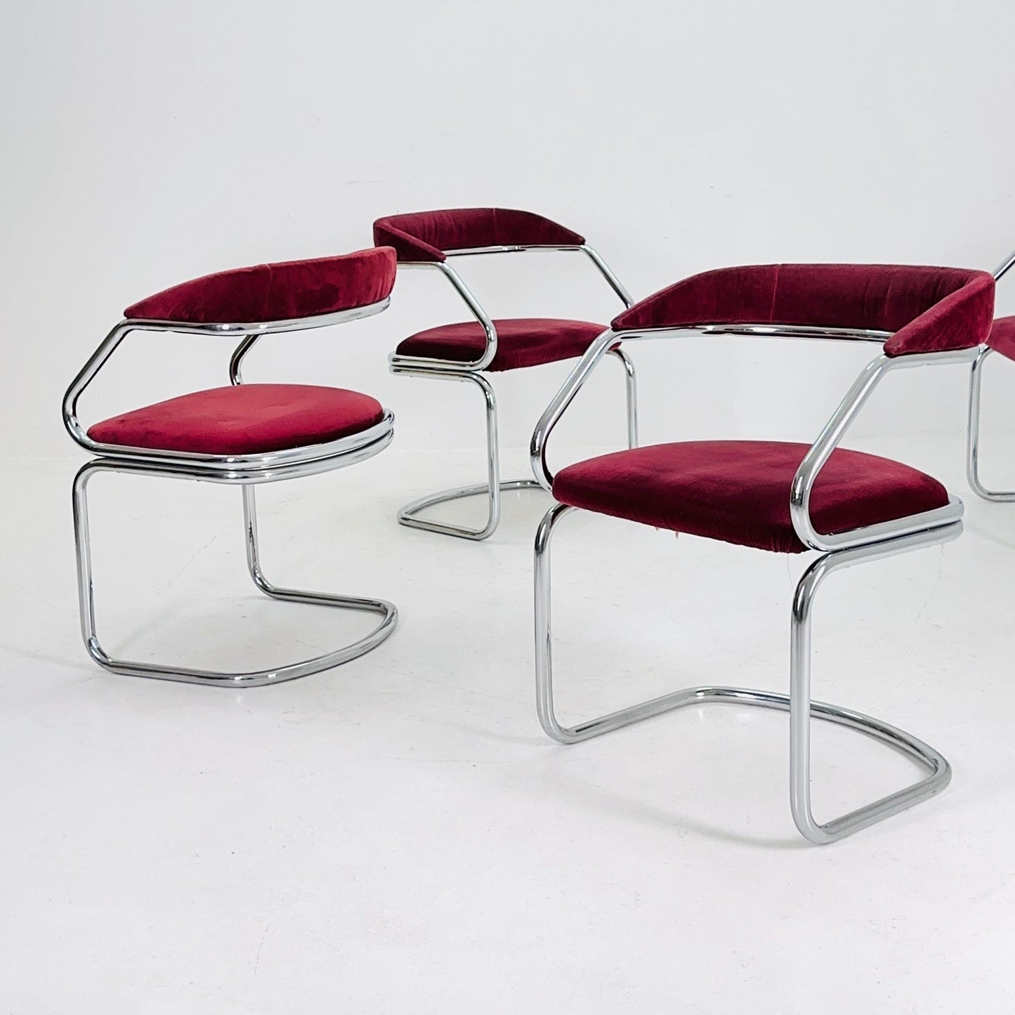 Set of 4 Mid Century Dining table armchairs by Giotto Stoppino, Italy, 1970s