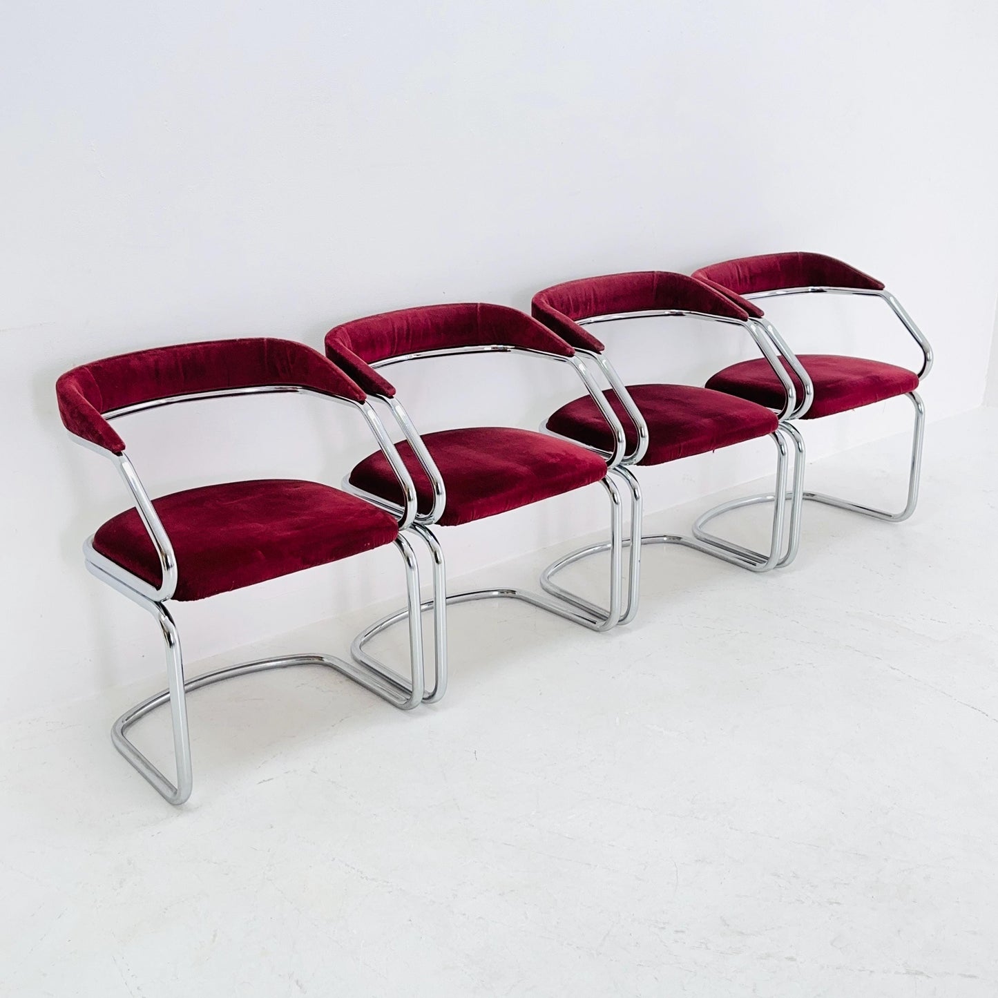 Set of 4 Mid Century Dining table armchairs by Giotto Stoppino, Italy, 1970s