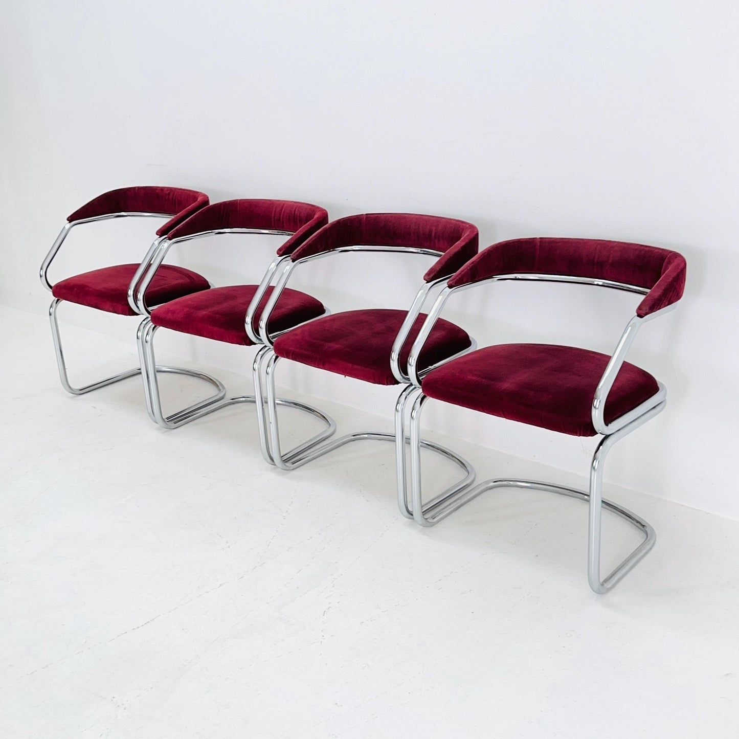 Set of 4 Mid Century Dining table armchairs by Giotto Stoppino, Italy, 1970s