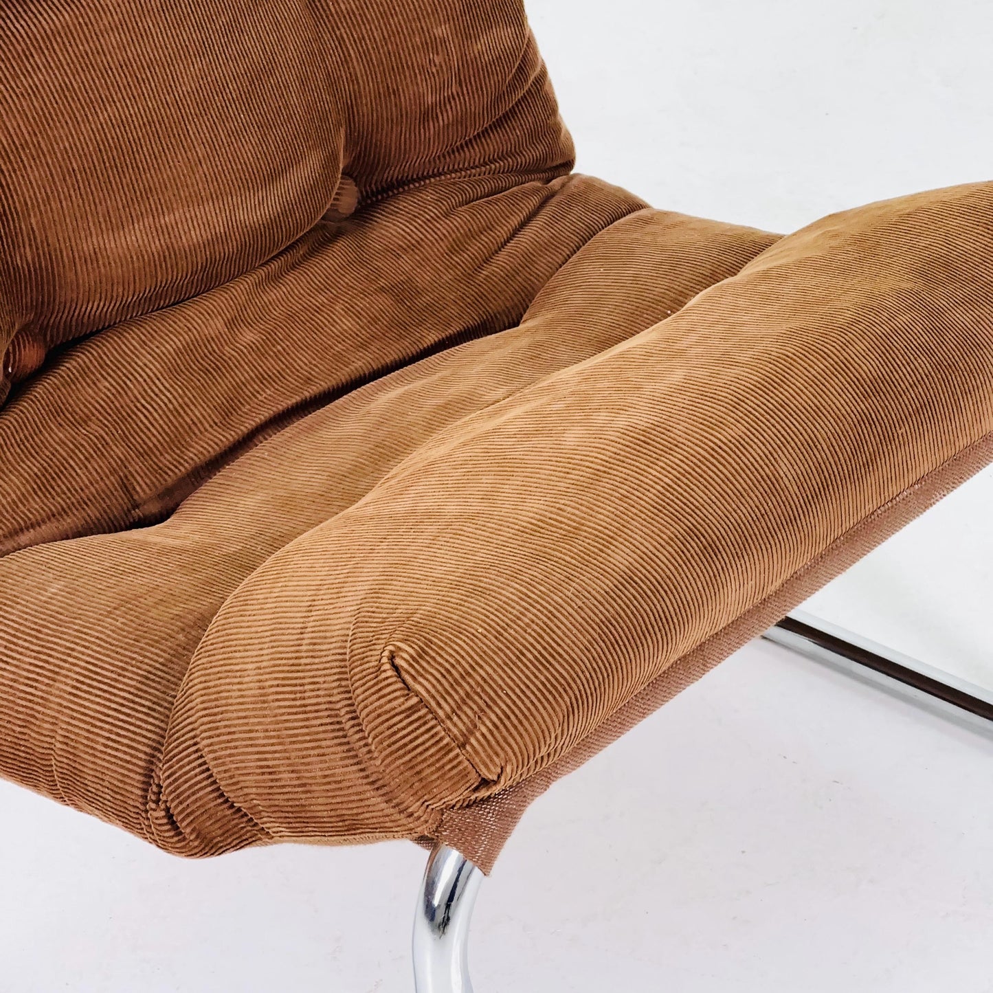 Mid century Hoppy Brown velvet Vintage lounge chair "Pixi" by Gillis Lundgren for Cordsami , Germany 1970s