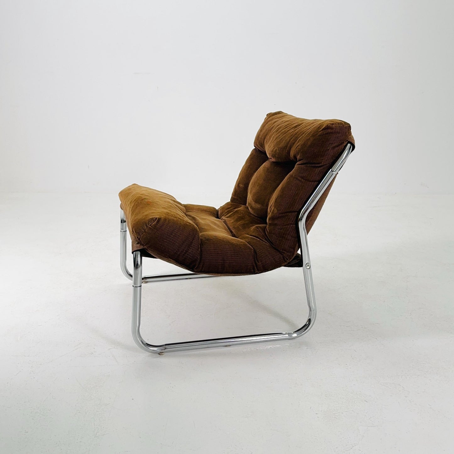 Mid century Hoppy Brown velvet Vintage lounge chair "Pixi" by Gillis Lundgren for Cordsami , Germany 1970s