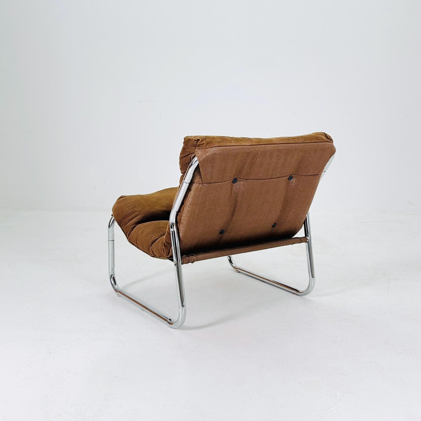 Mid century Hoppy Brown velvet Vintage lounge chair "Pixi" by Gillis Lundgren for Cordsami , Germany 1970s