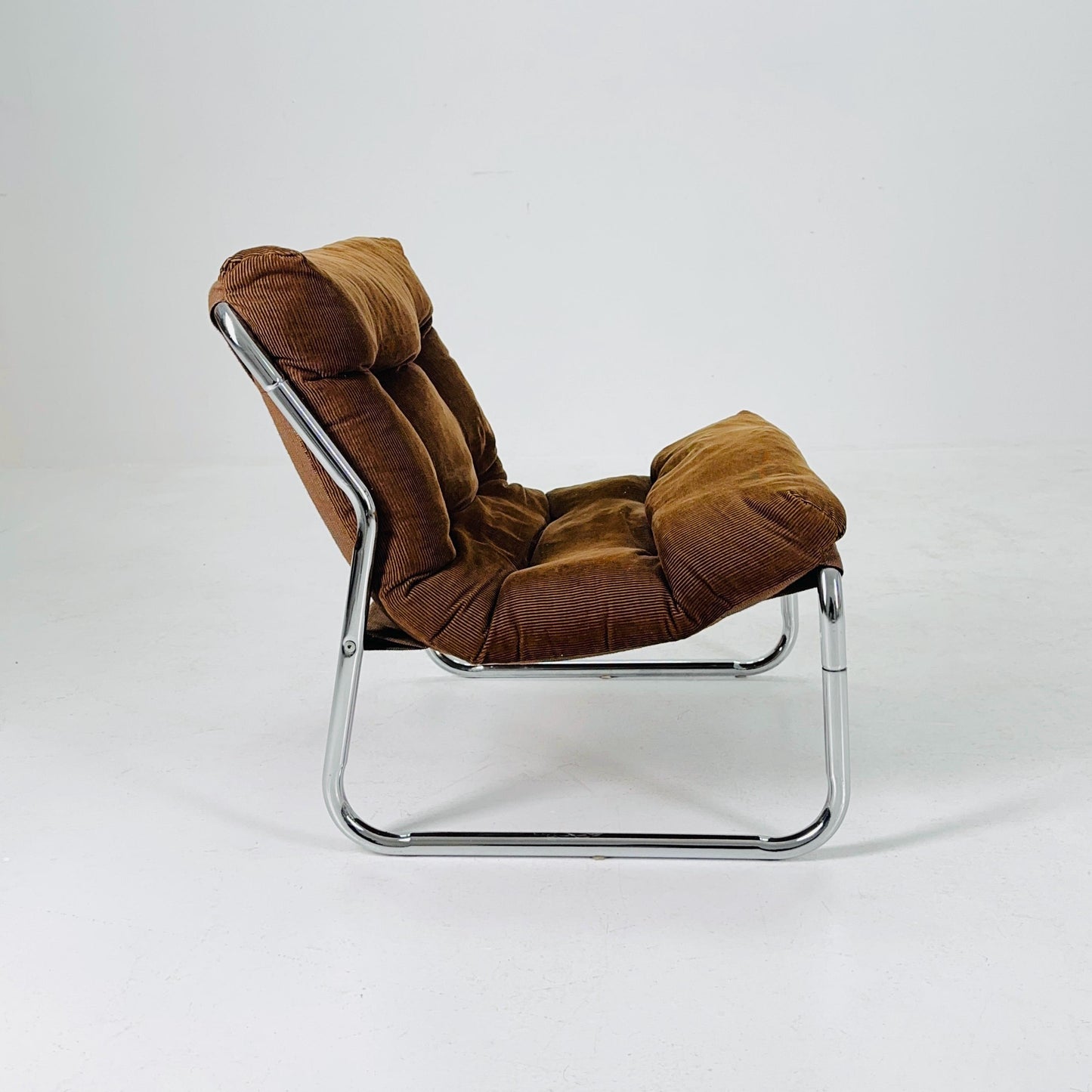 Mid century Hoppy Brown velvet Vintage lounge chair "Pixi" by Gillis Lundgren for Cordsami , Germany 1970s