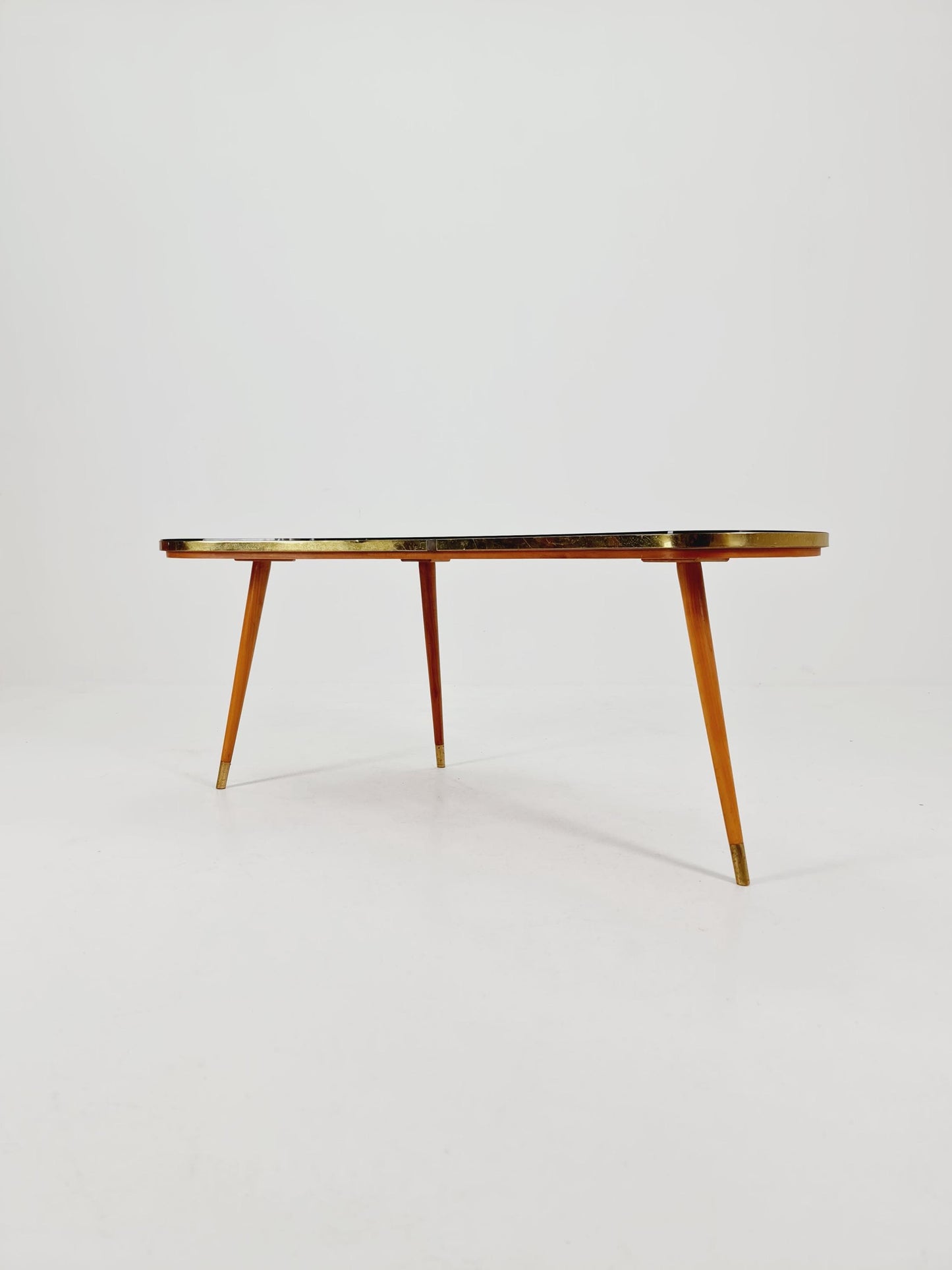 German Mid-Century Tripod Glass & Brass Coffee Table By Else 1950s