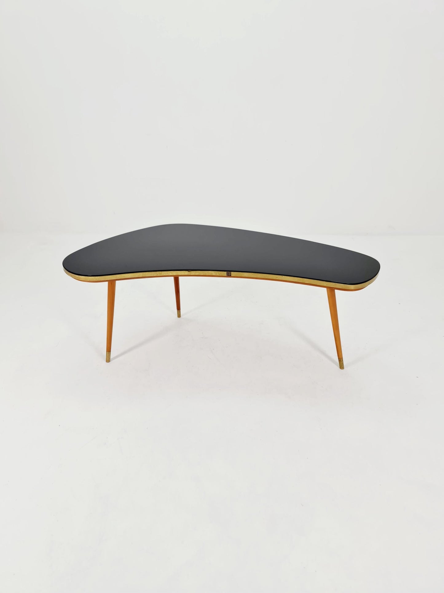 German Mid-Century Tripod Glass & Brass Coffee Table By Else 1950s