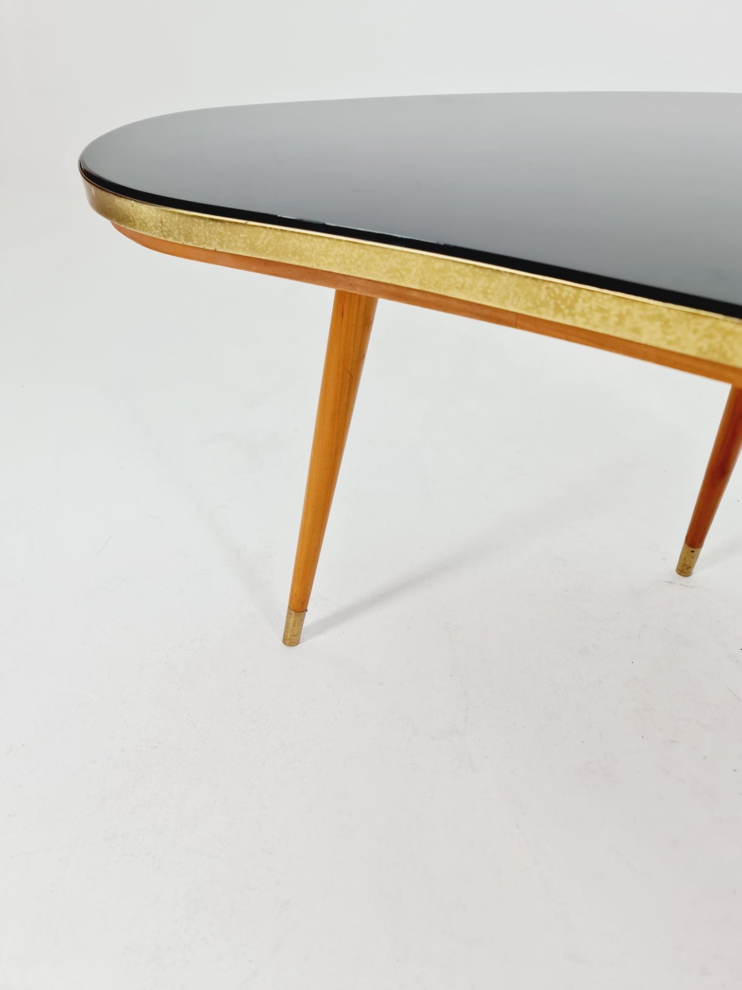 German Mid-Century Tripod Glass & Brass Coffee Table By Else 1950s