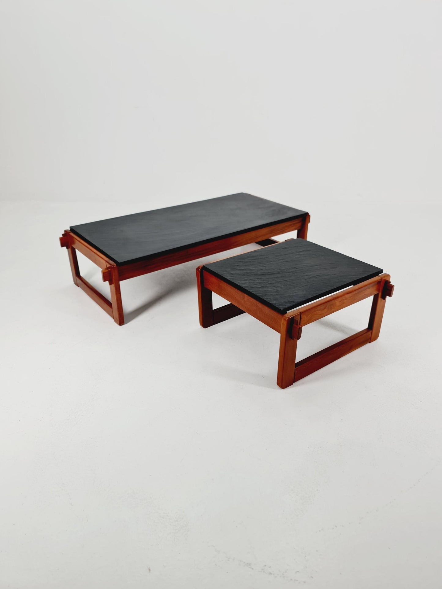 Mid century Danish Teak with black granite club Coffee table By percival Lafer Denmark, 1960s Set of 2