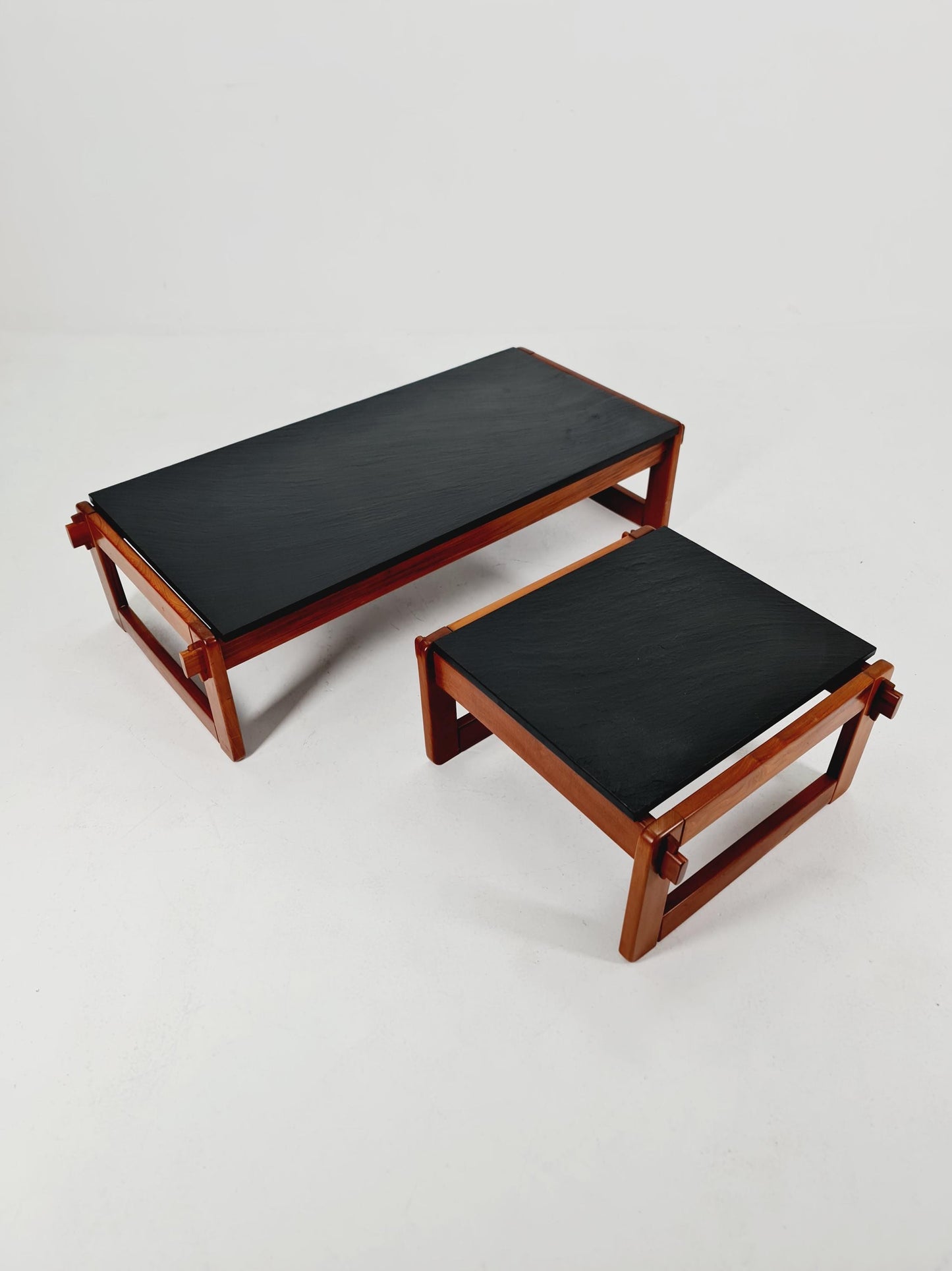 Mid century Danish Teak with black granite club Coffee table By percival Lafer Denmark, 1960s Set of 2