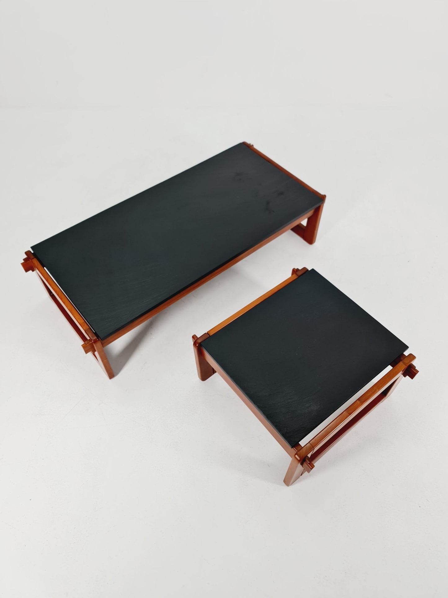 Mid century Danish Teak with black granite club Coffee table By percival Lafer Denmark, 1960s Set of 2