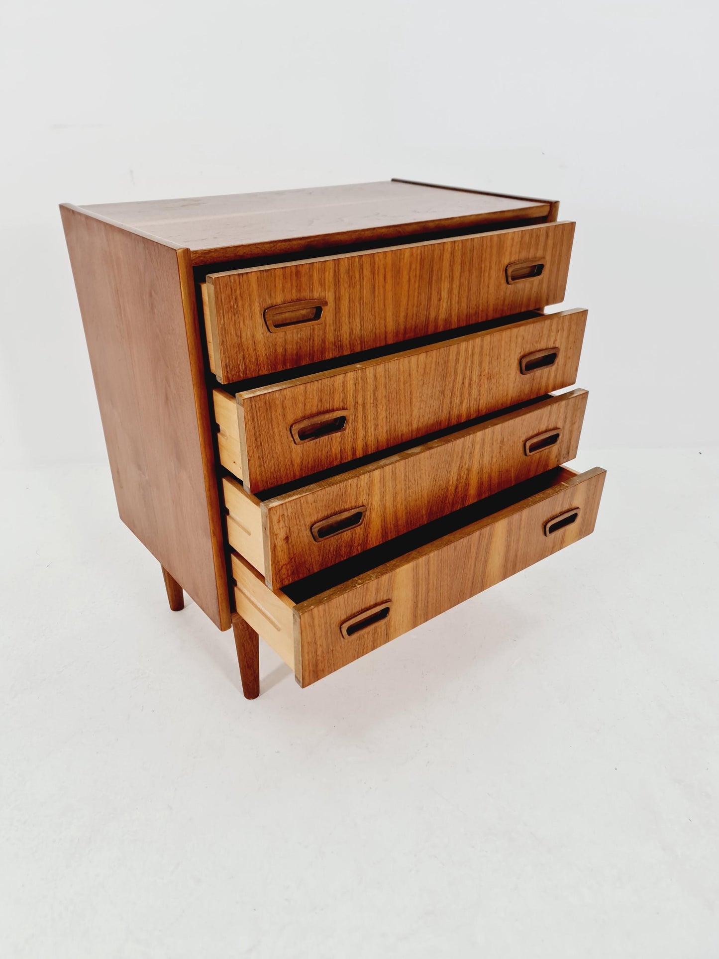 Midcentury German Walnut chest of drawers / 4 drawers cabinet, 1960s