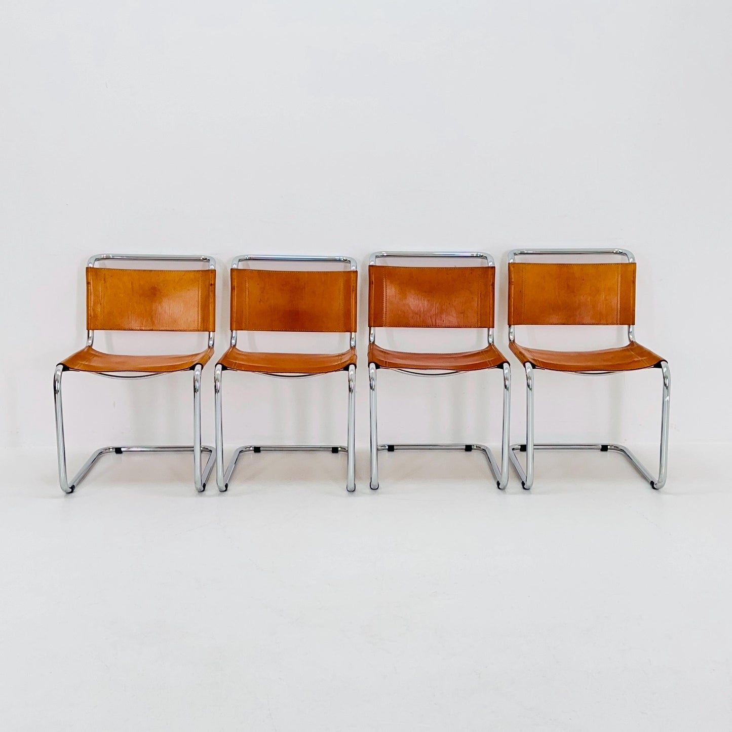 set of 4 Mid-Century Vintage S33 chair from Mart Stam Fasem Italy 1980s