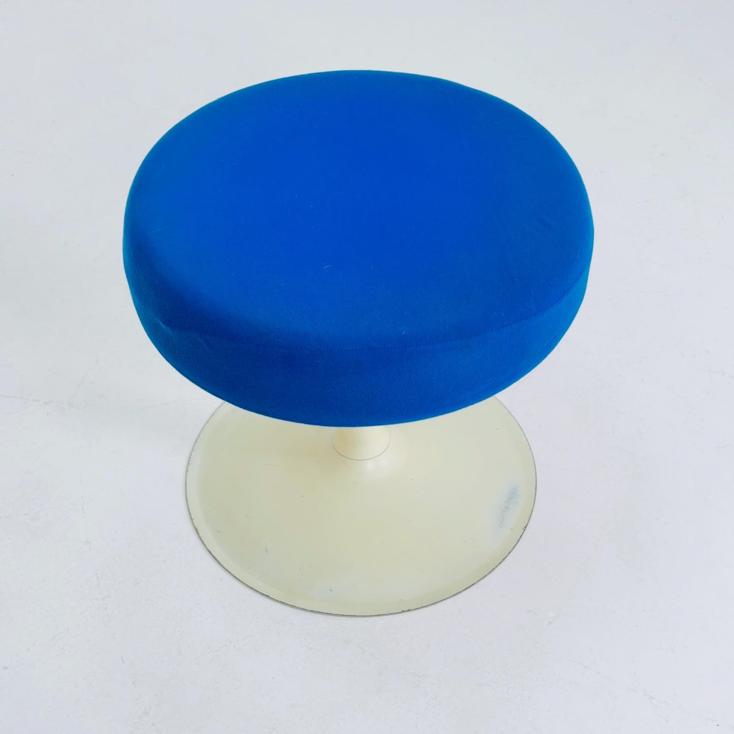 Mid century stool in Spaceage blue fabric 1970s Germany