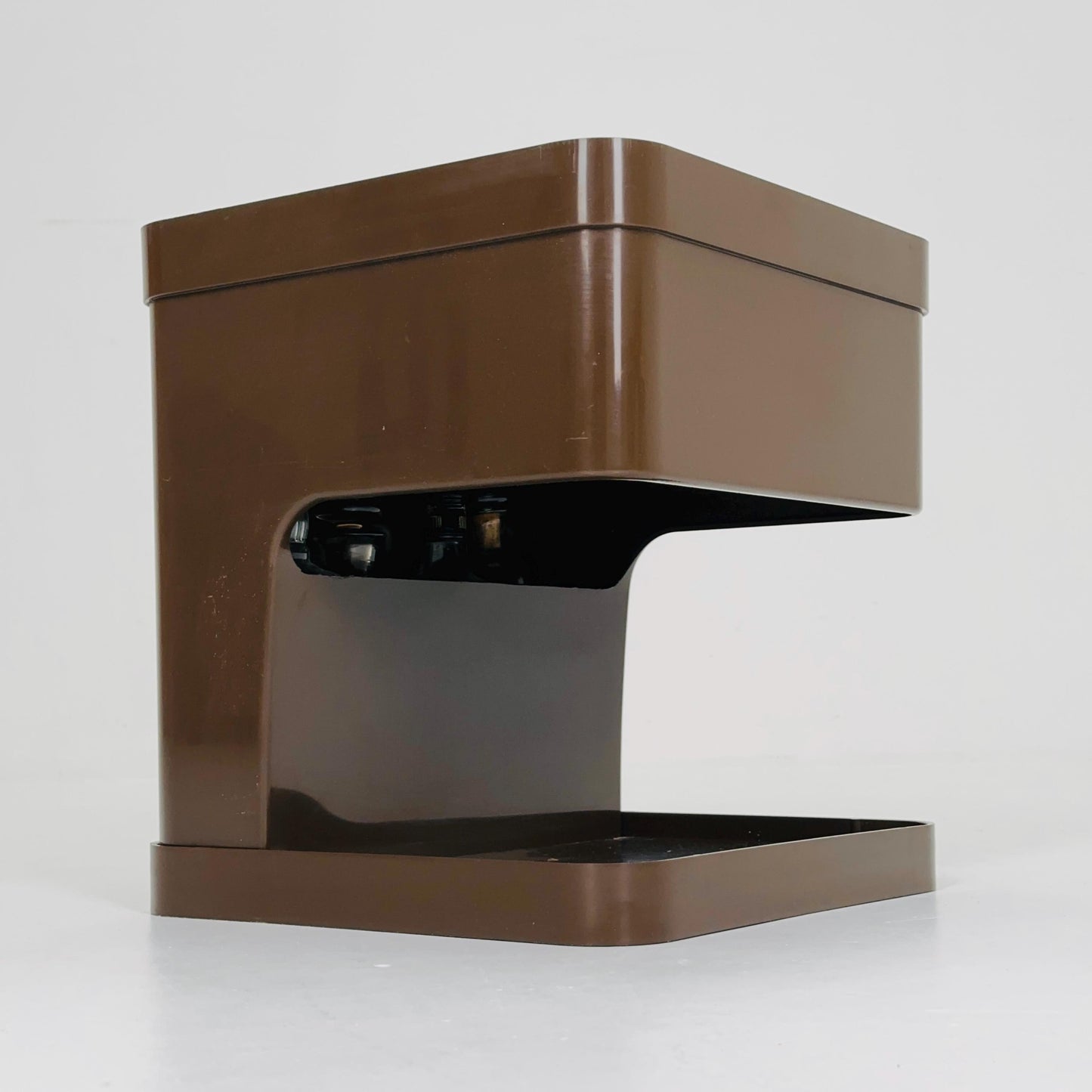 Space age brown side table or mini bar by flair for Prisunic. Molded plastic, 1980s
