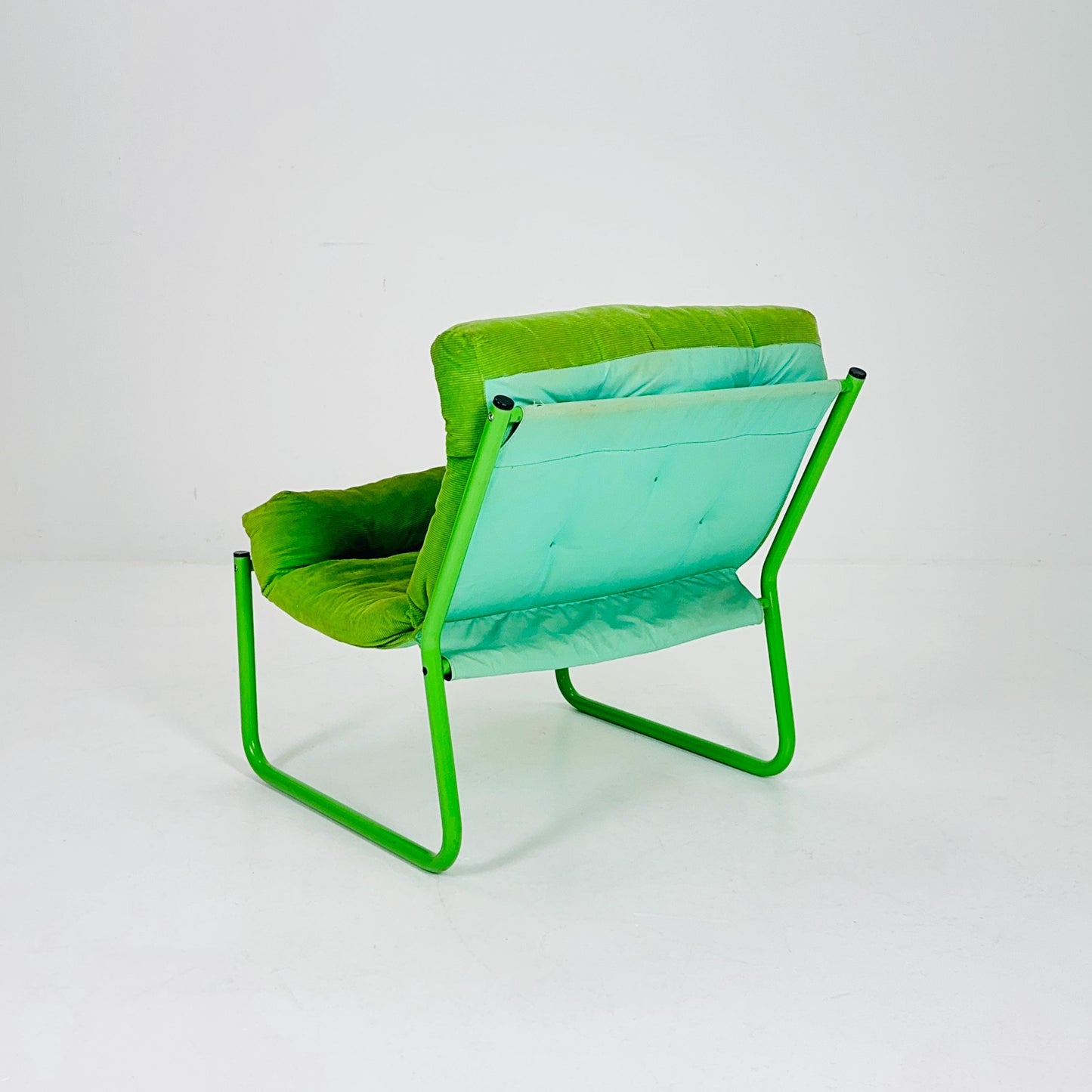 Mid century retro green Pixi velvet lounge chair by Gillis Lundgren for Ikea, 1970s