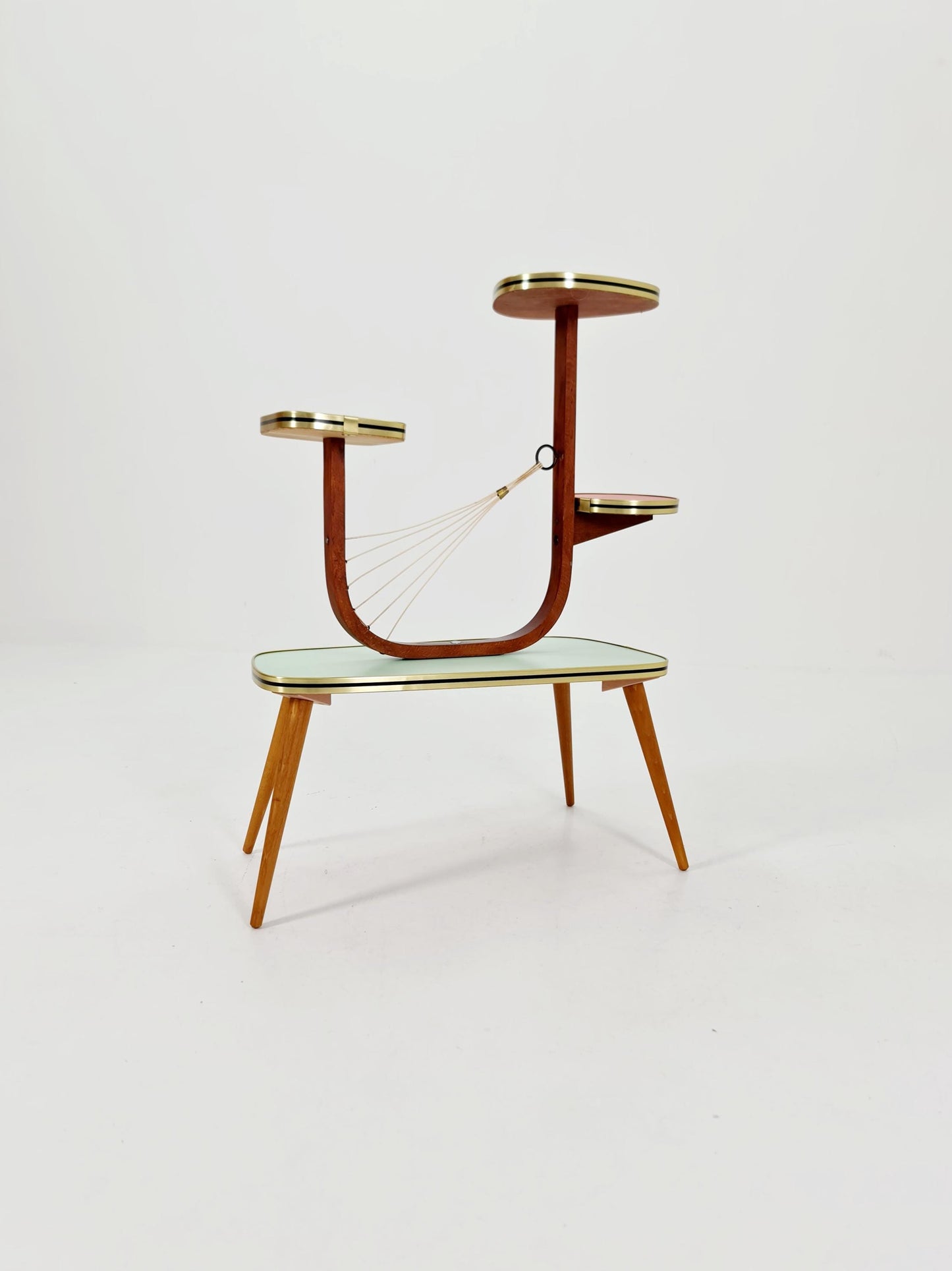 Big 1950s German Plant Stand, Colorful Vintage Mid-Century Minimalist Indoor Plant Stand Side Table Retro flower table