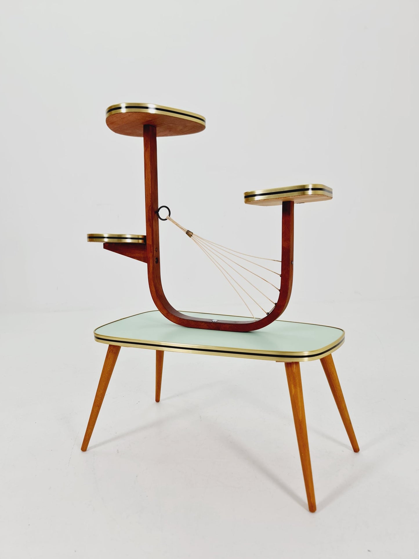Big 1950s German Plant Stand, Colorful Vintage Mid-Century Minimalist Indoor Plant Stand Side Table Retro flower table