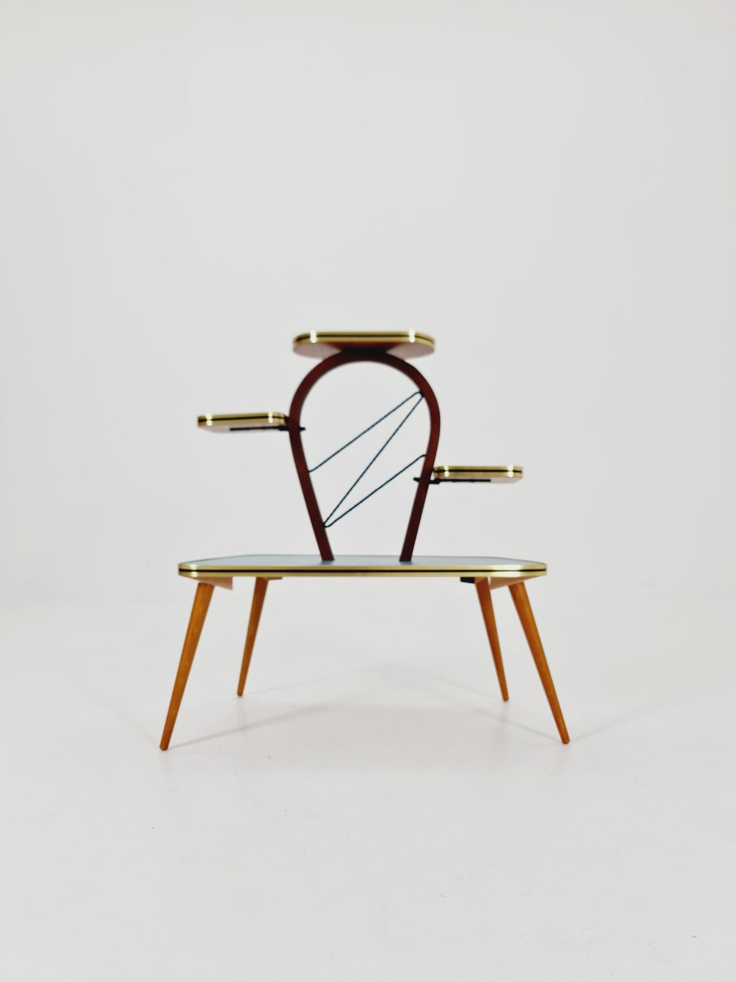 Big 1950s German Plant Stand, Colorful Vintage Mid-Century Minimalist Indoor Plant Stand Side Table Retro flower table