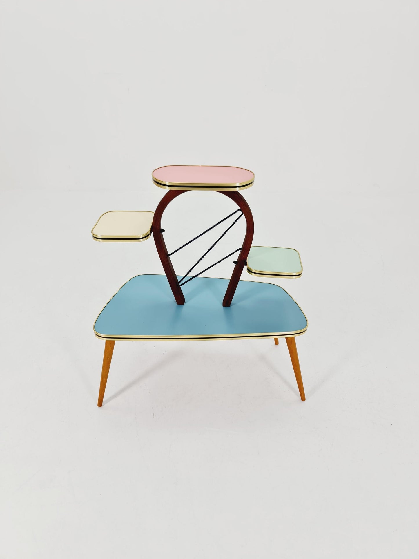 Big 1950s German Plant Stand, Colorful Vintage Mid-Century Minimalist Indoor Plant Stand Side Table Retro flower table