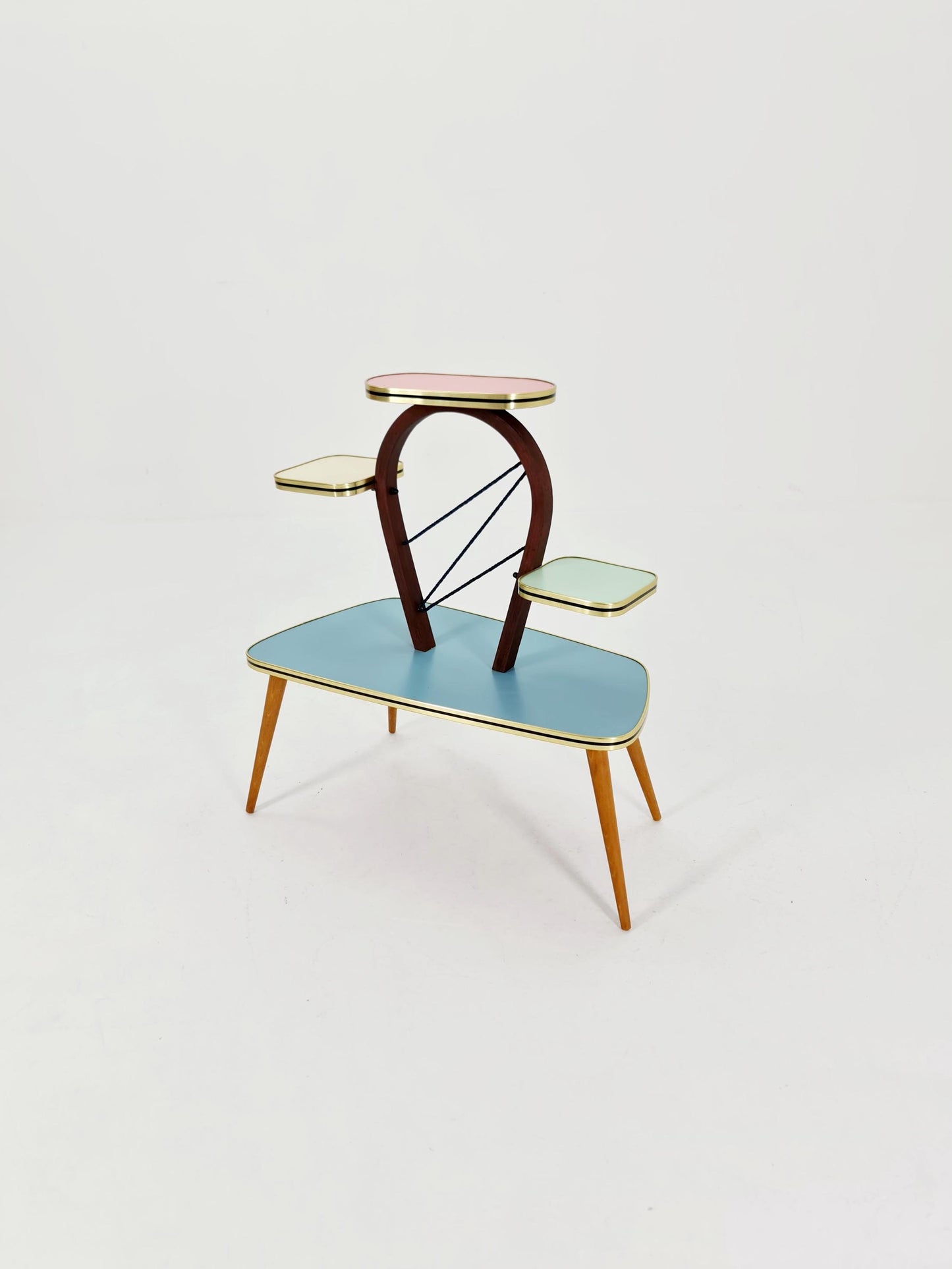 Big 1950s German Plant Stand, Colorful Vintage Mid-Century Minimalist Indoor Plant Stand Side Table Retro flower table