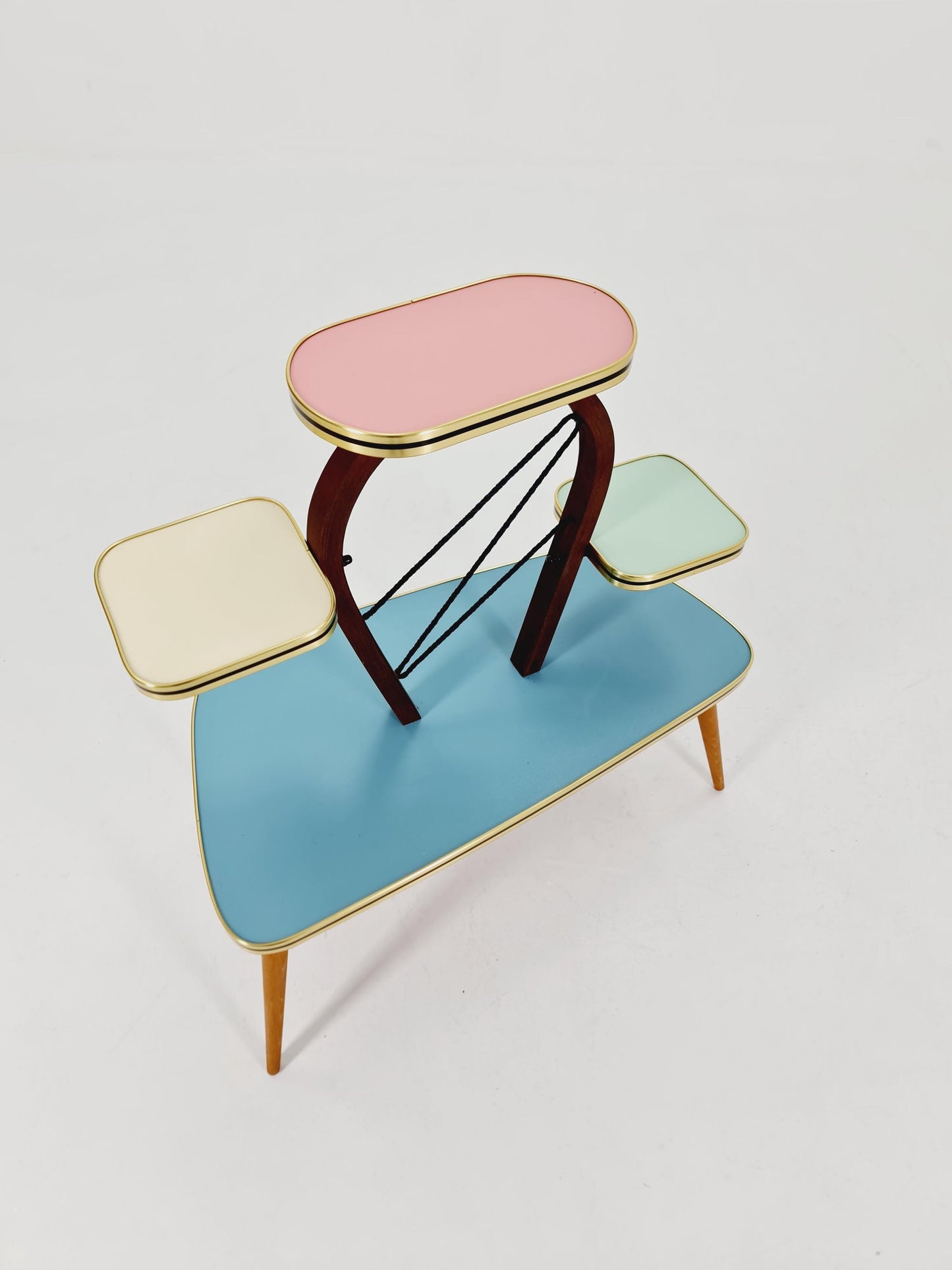 Big 1950s German Plant Stand, Colorful Vintage Mid-Century Minimalist Indoor Plant Stand Side Table Retro flower table