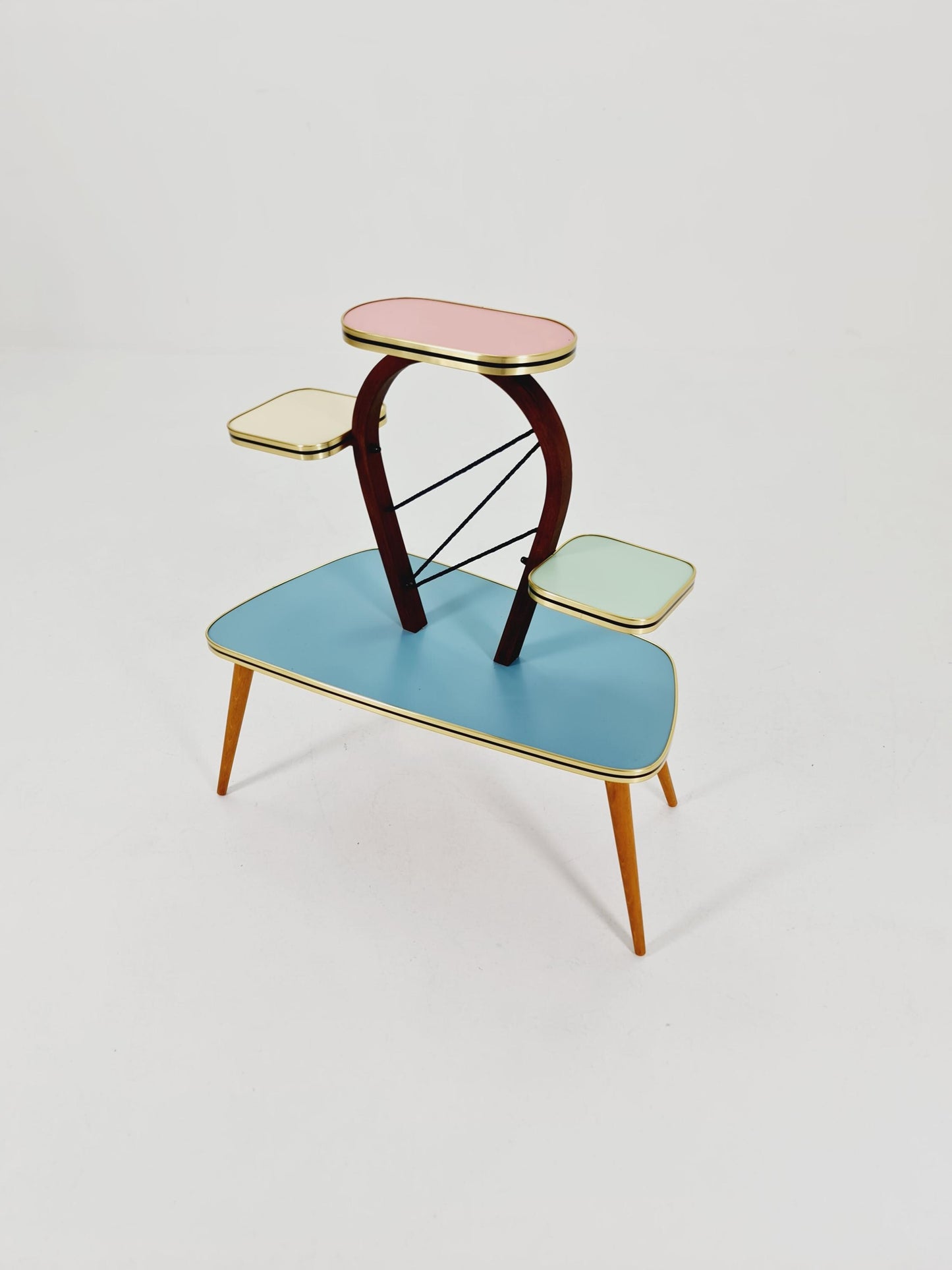 Big 1950s German Plant Stand, Colorful Vintage Mid-Century Minimalist Indoor Plant Stand Side Table Retro flower table
