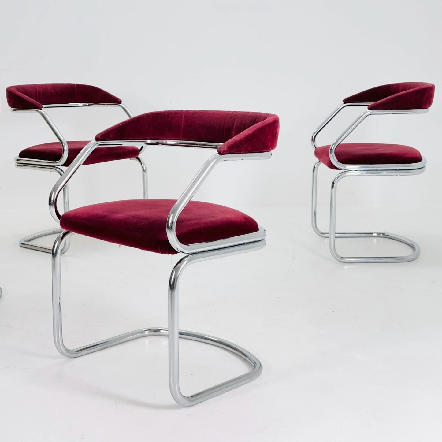 Set of 4 Mid Century Dining table armchairs by Giotto Stoppino, Italy, 1970s