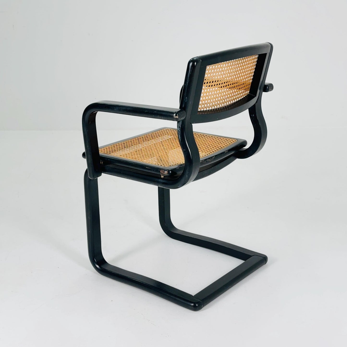 Mid century black wooden cantilever armchair, by Lubke Germany 1970s