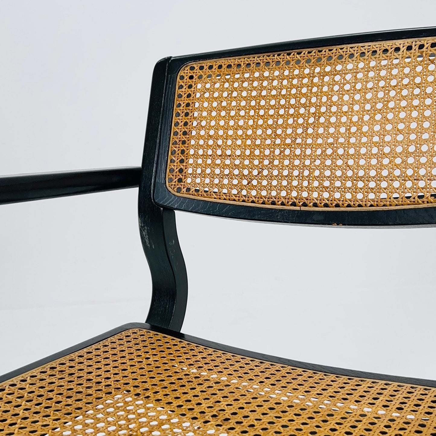 Mid century black wooden cantilever armchair, by Lubke Germany 1970s
