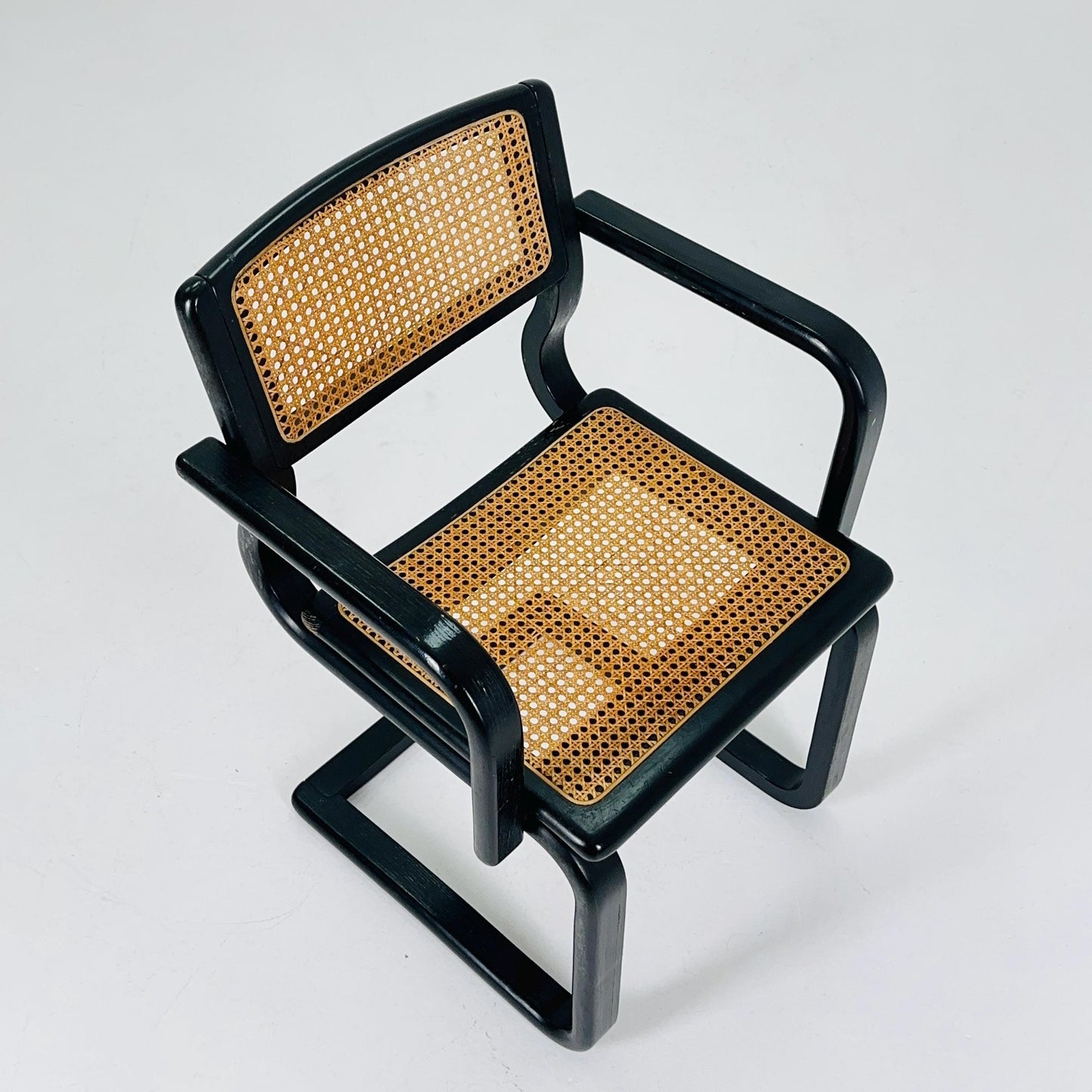 Mid century black wooden cantilever armchair, by Lubke Germany 1970s