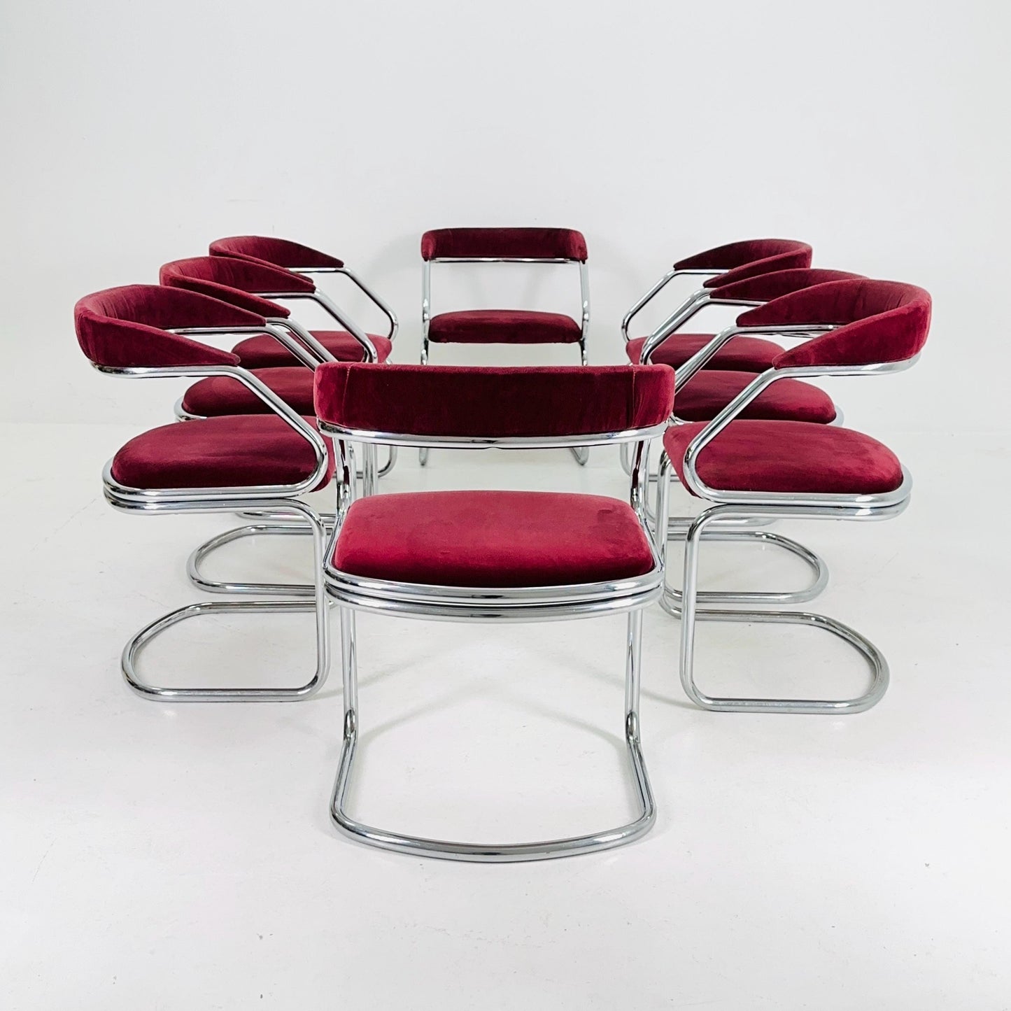 1 of 8 Mid Century Dining table armchairs by Giotto Stoppino, Italy, 1970s