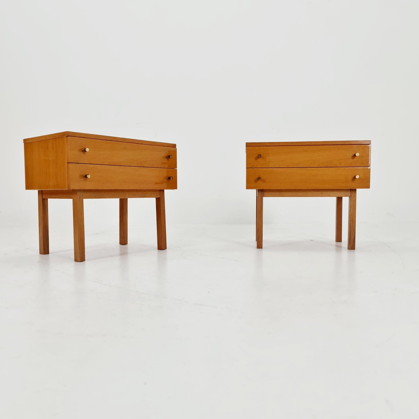 German Mid century Oak nightstands/ bedside tables BY WK Möbel , 1960s Set of 2