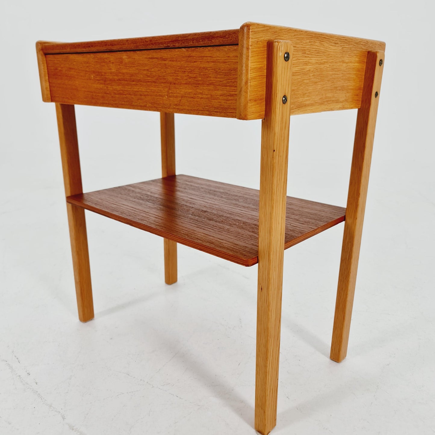 Midcentury Carlstrom & Co teak - Oak vintage side table/ bedside table/ night stand, 1960s
