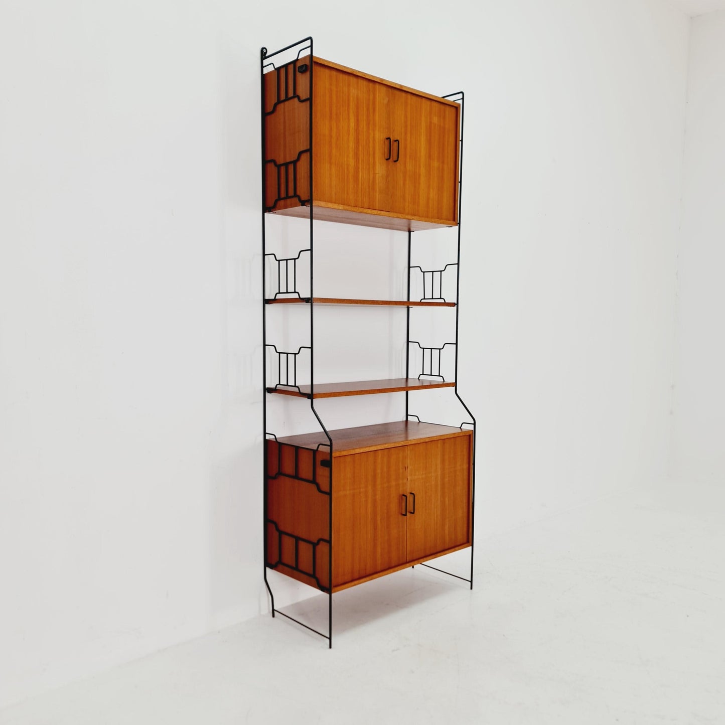 String shelf-system, bookcase with cabinet teak by WHB Germany, 1950s