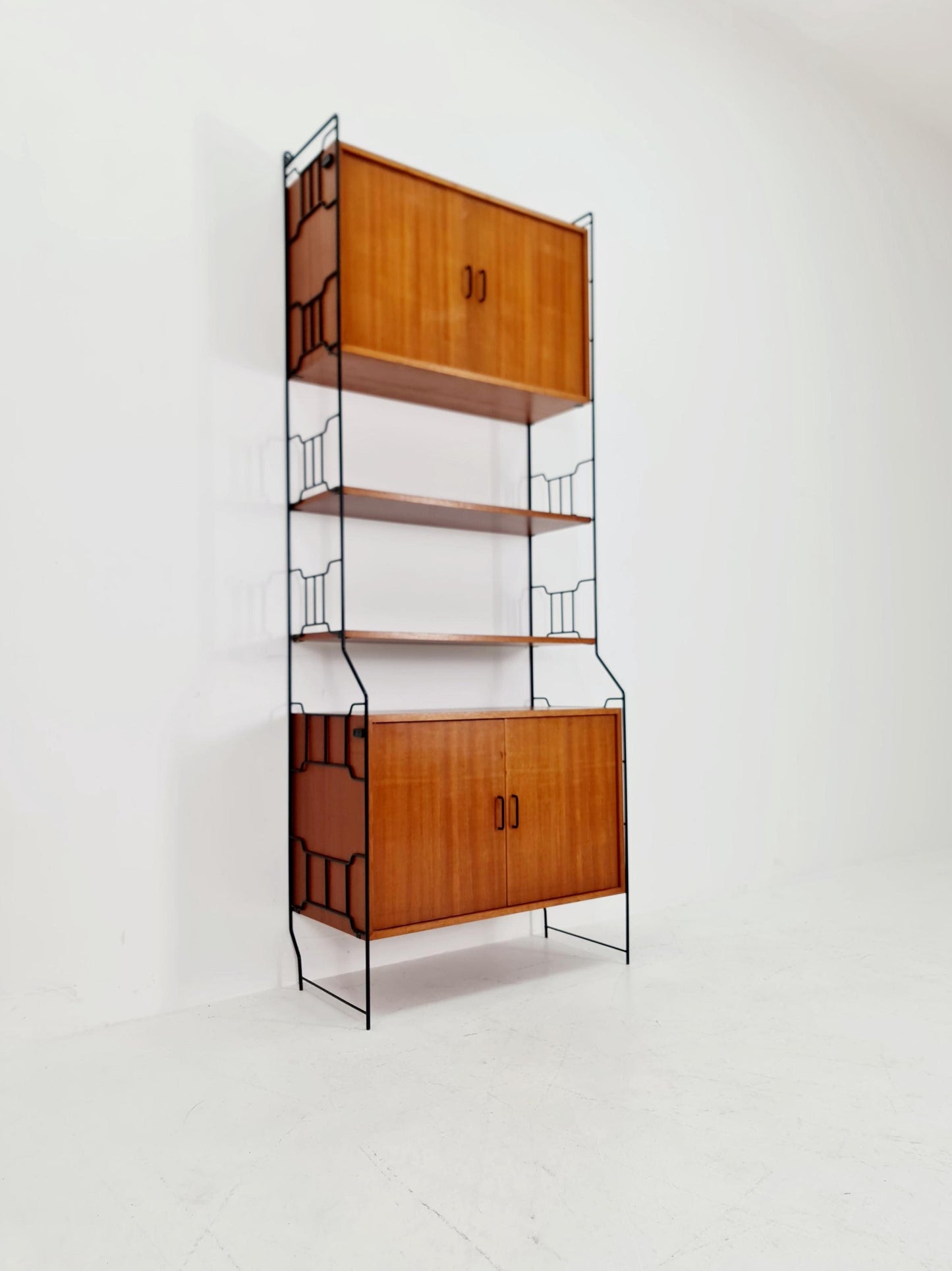 String shelf-system, bookcase with cabinet teak by WHB Germany, 1950s