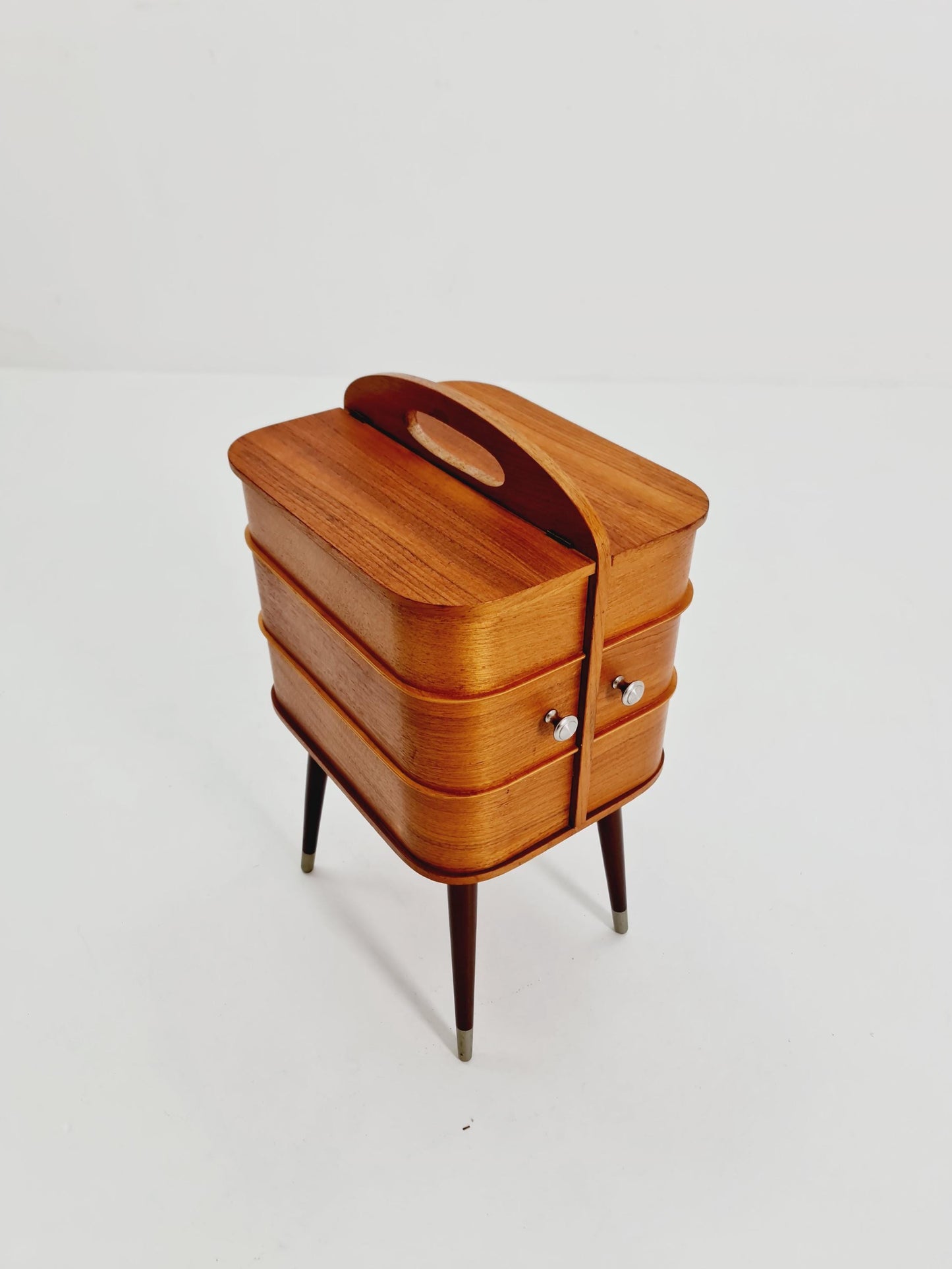 Vintage teak sweing table/ side table cabinet, 1960s