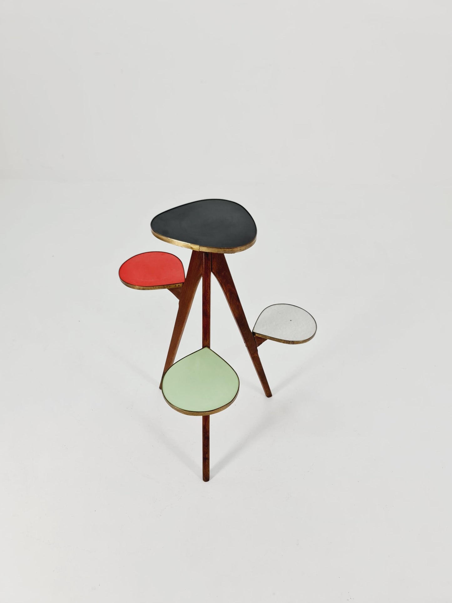 Big 1950s German Plant Stand, Colorful Vintage Mid-Century Minimalist Indoor Plant Stand Side Table Retro flower table