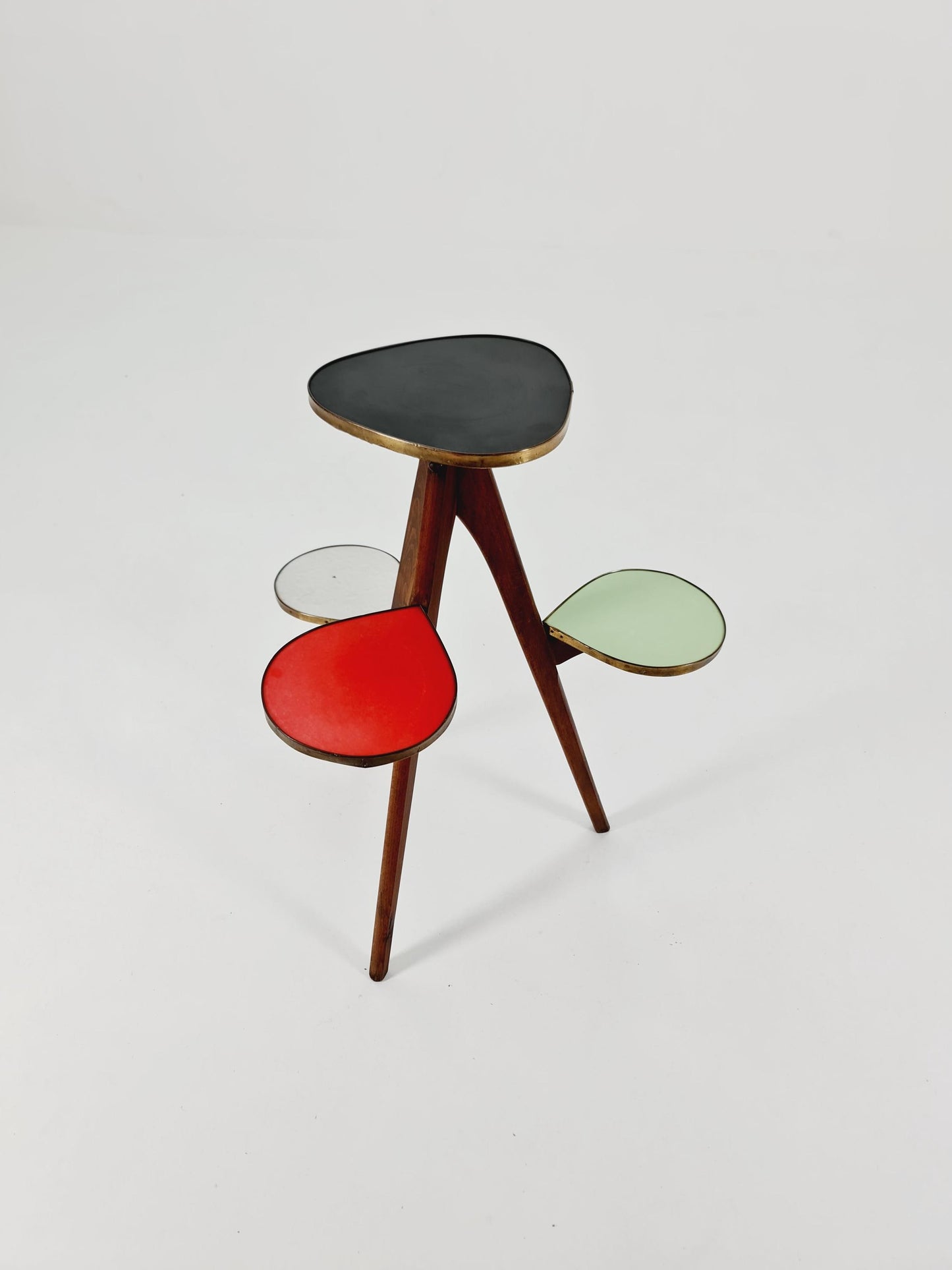 Big 1950s German Plant Stand, Colorful Vintage Mid-Century Minimalist Indoor Plant Stand Side Table Retro flower table