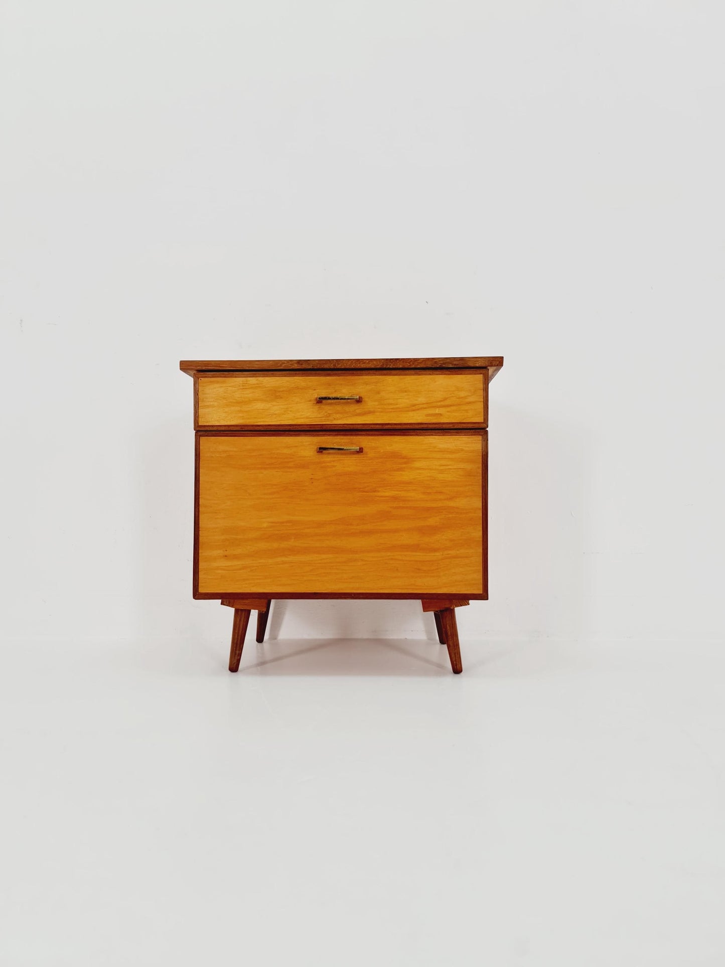 German Mid century beech & teak nightstand/ bedside table BY WK Möbel , 1960s