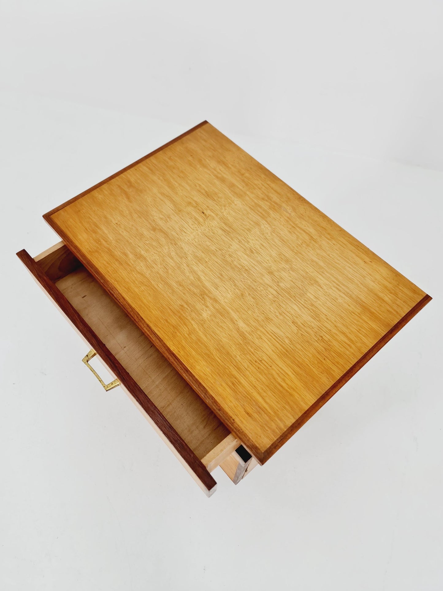 German Mid century beech & teak nightstand/ bedside table BY WK Möbel , 1960s