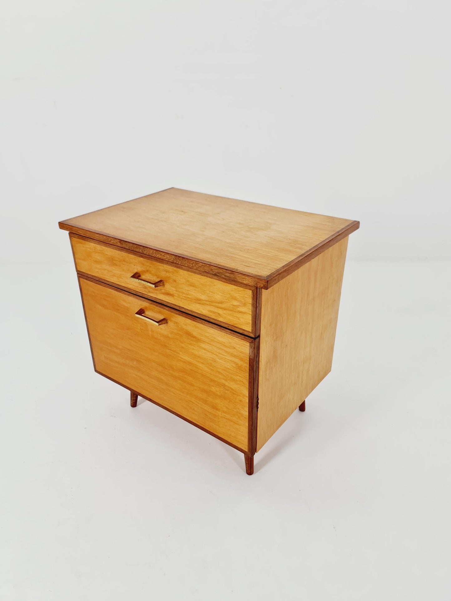 German Mid century beech & teak nightstand/ bedside table BY WK Möbel , 1960s