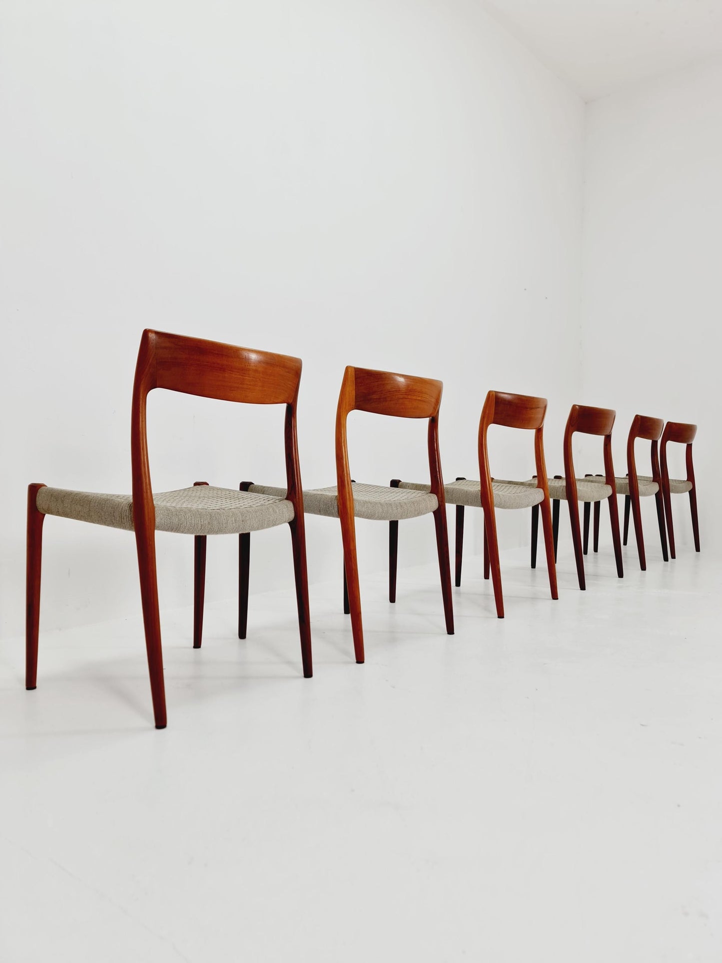 Mid Century Danish Rosewod dining chairs by Niels O.Moller,model 7 , set of 6 ,1960s