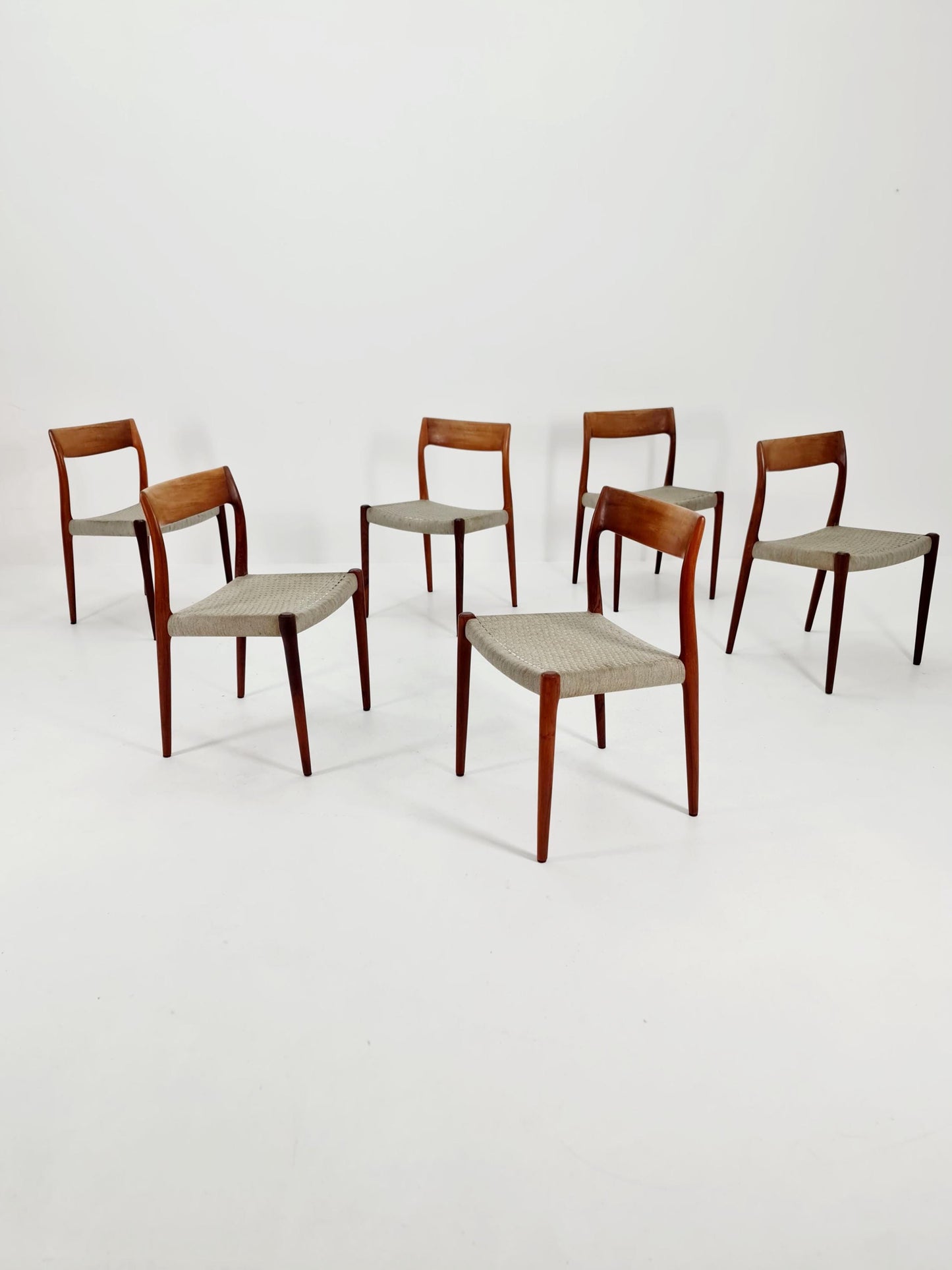 Mid Century Danish Rosewod dining chairs by Niels O.Moller,model 7 , set of 6 ,1960s