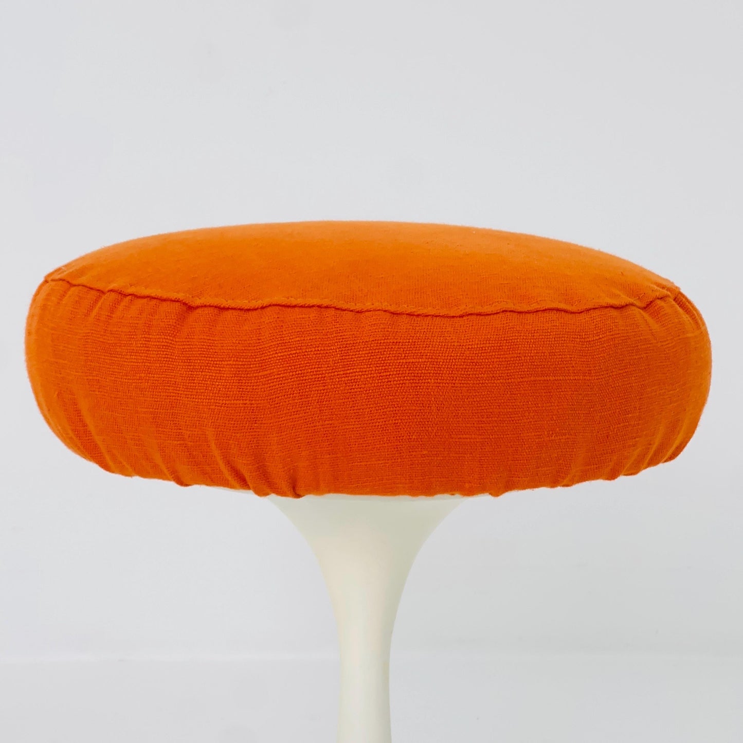 Sopac age German vintage white plastic tulip stool with orange seat, 1970s