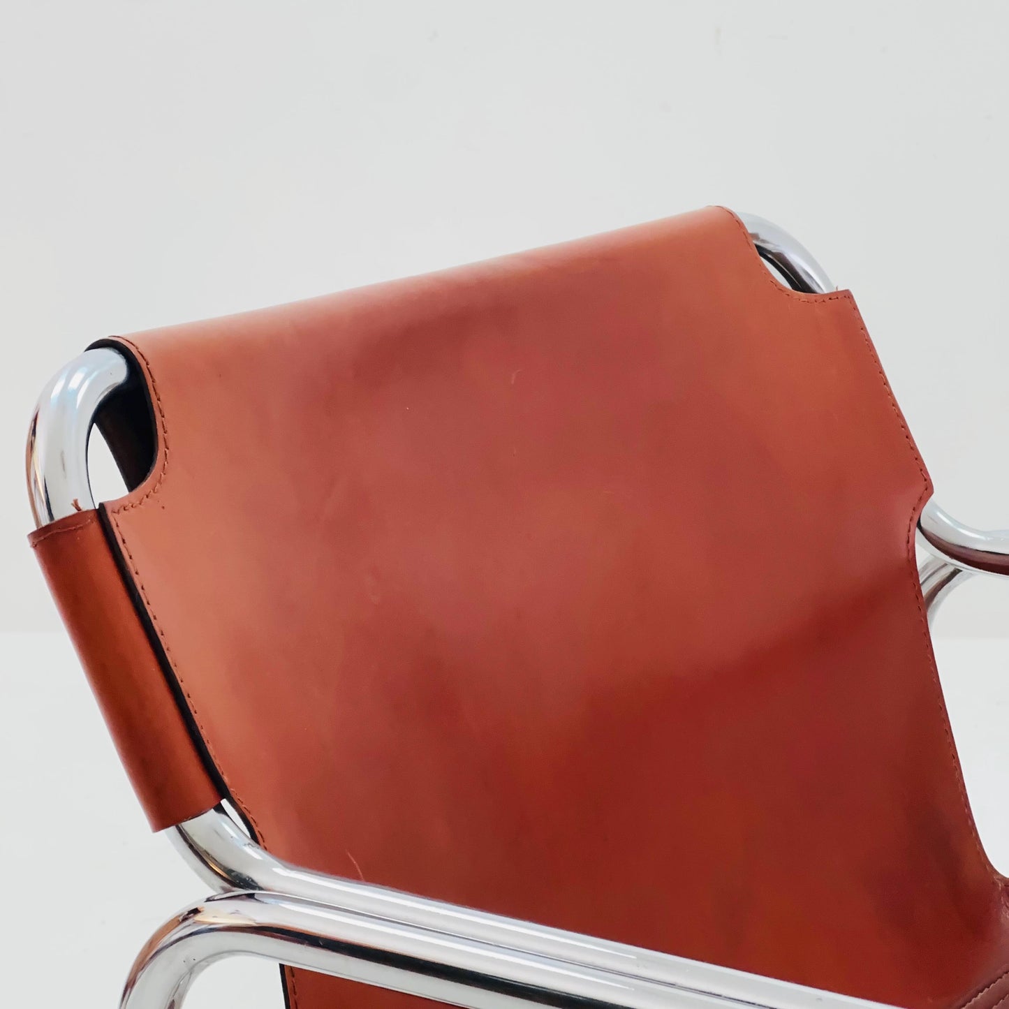 Set of 2 Mid-Century Italian Leather & Chrome Armchairs Jox Interni 1970s