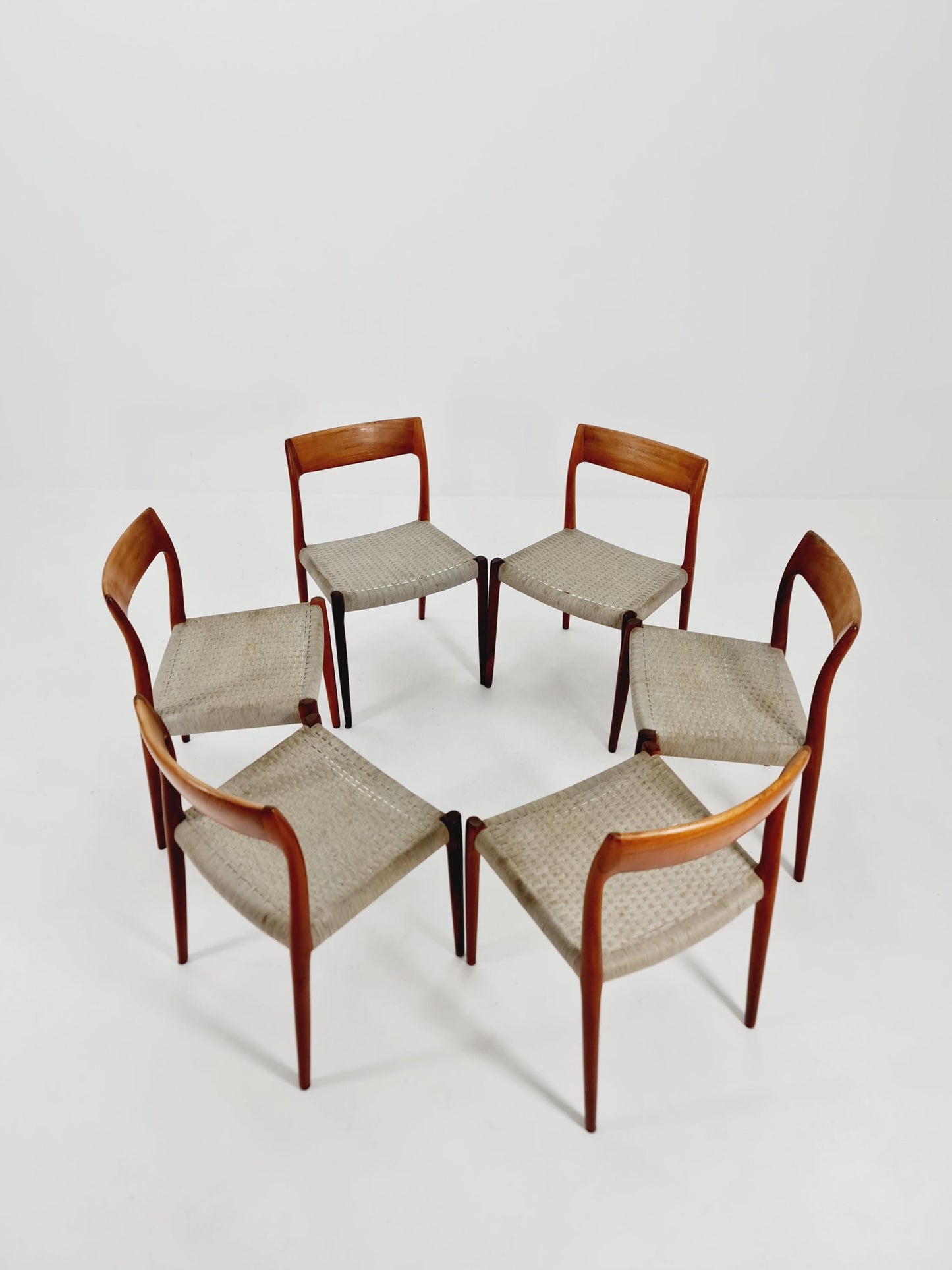 Mid Century Danish Rosewod dining chairs by Niels O.Moller,model 7 , set of 6 ,1960s