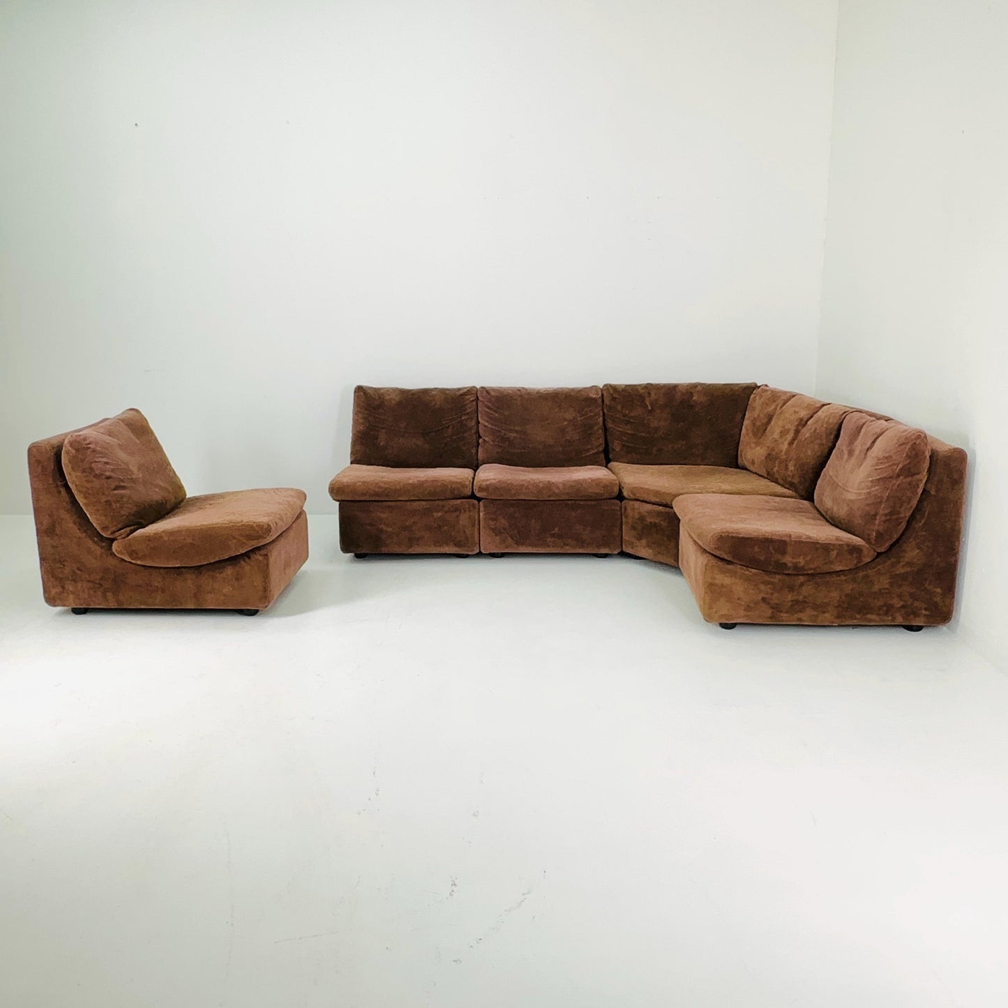 Set of 5 Mid century Walter Knoll Modular Brown Velvet Sofa , 1970s – Germany