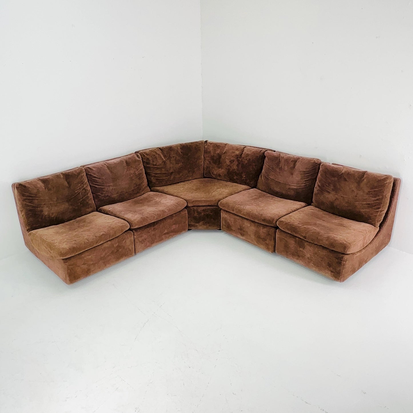Set of 5 Mid century Walter Knoll Modular Brown Velvet Sofa , 1970s – Germany