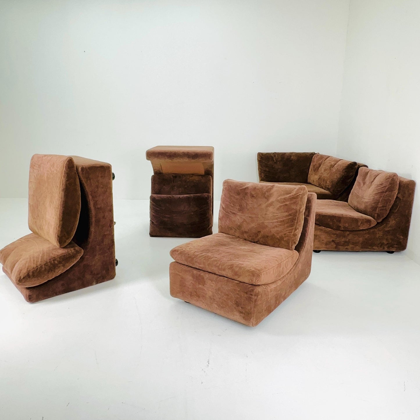 Set of 5 Mid century Walter Knoll Modular Brown Velvet Sofa , 1970s – Germany