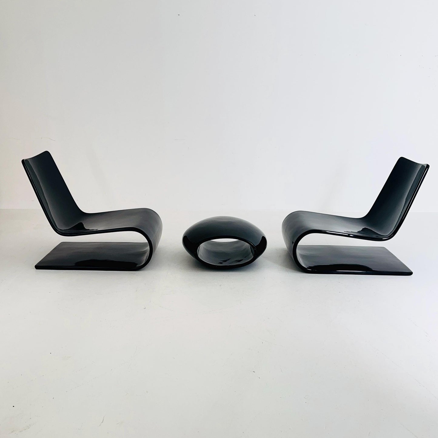 Set of 2 Chaiselongue and stool Nouvelle Vague by Christophe Pillet for Porro Italy 2000s