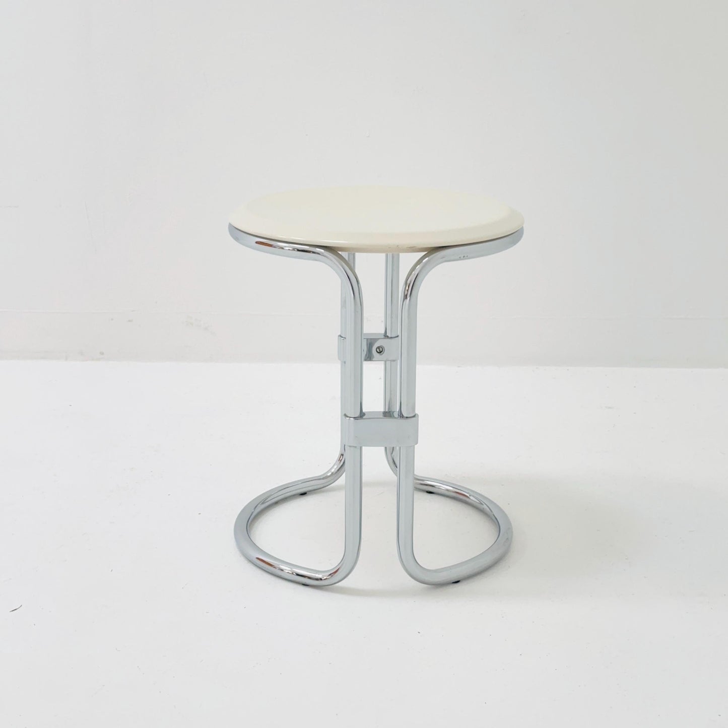 Mid century Keuco Design Side Stool, White & Chrome, 1970s Germany